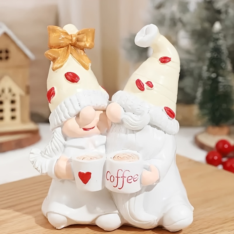 

1pc Resin Christmas Couple Statue, Figurines, Love-themed Indoor & Outdoor Holiday Decor, Room Decor, Non-electric Christmas Collectible Ornaments