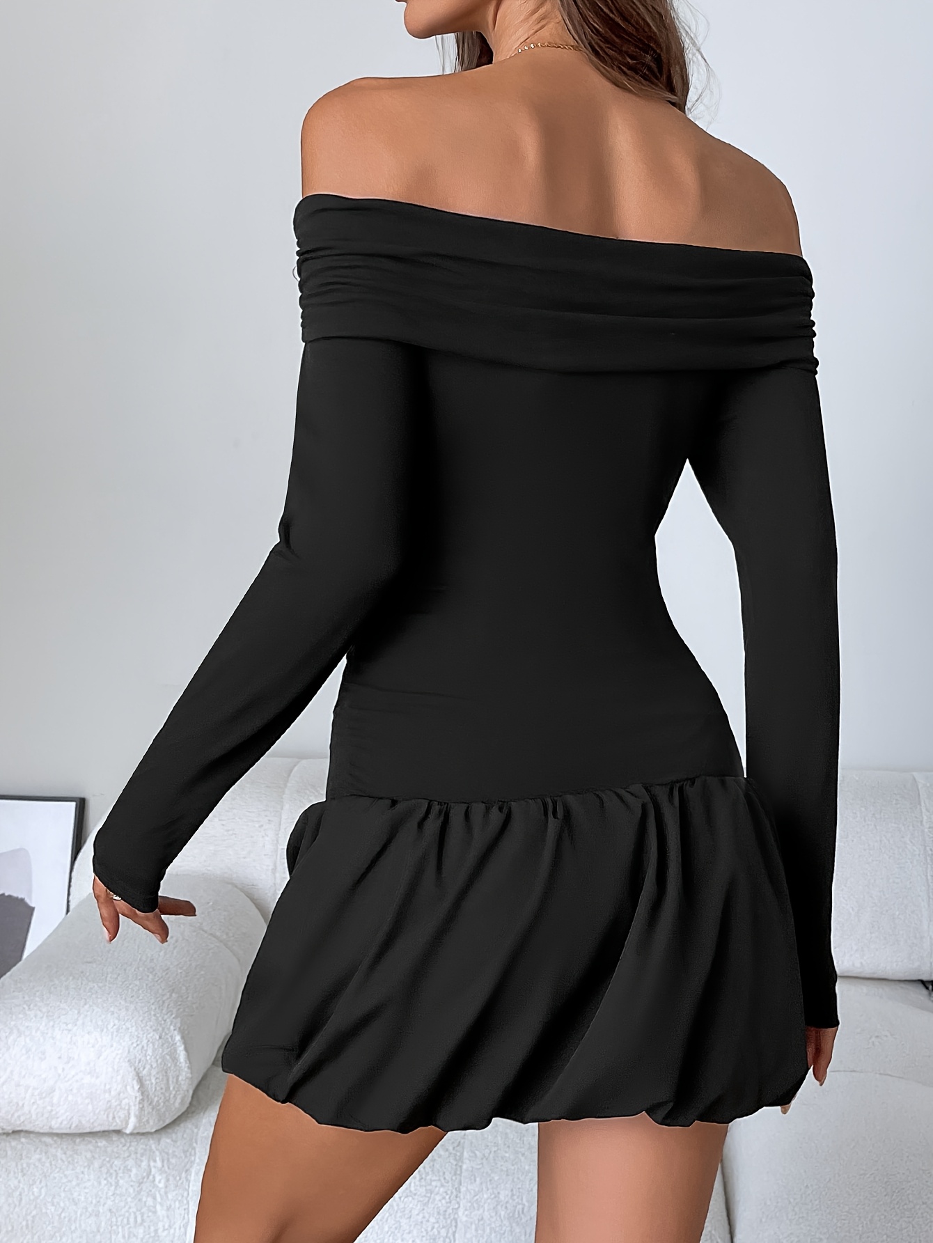 knee length dresses for ladies Long Sleeve Short Casual Shirt Dress– PromGirl