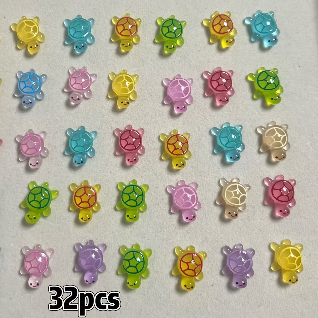 Image of 32pcs Mini Resin Turtle Statue Set, Suitable For Resin Animal Statues, Mini Holiday Decorations, Mini Fairy Tale Gardens And Aquarium Decorations, Valentine's Day, Easter, Weddings, Ramadan, Carnivals