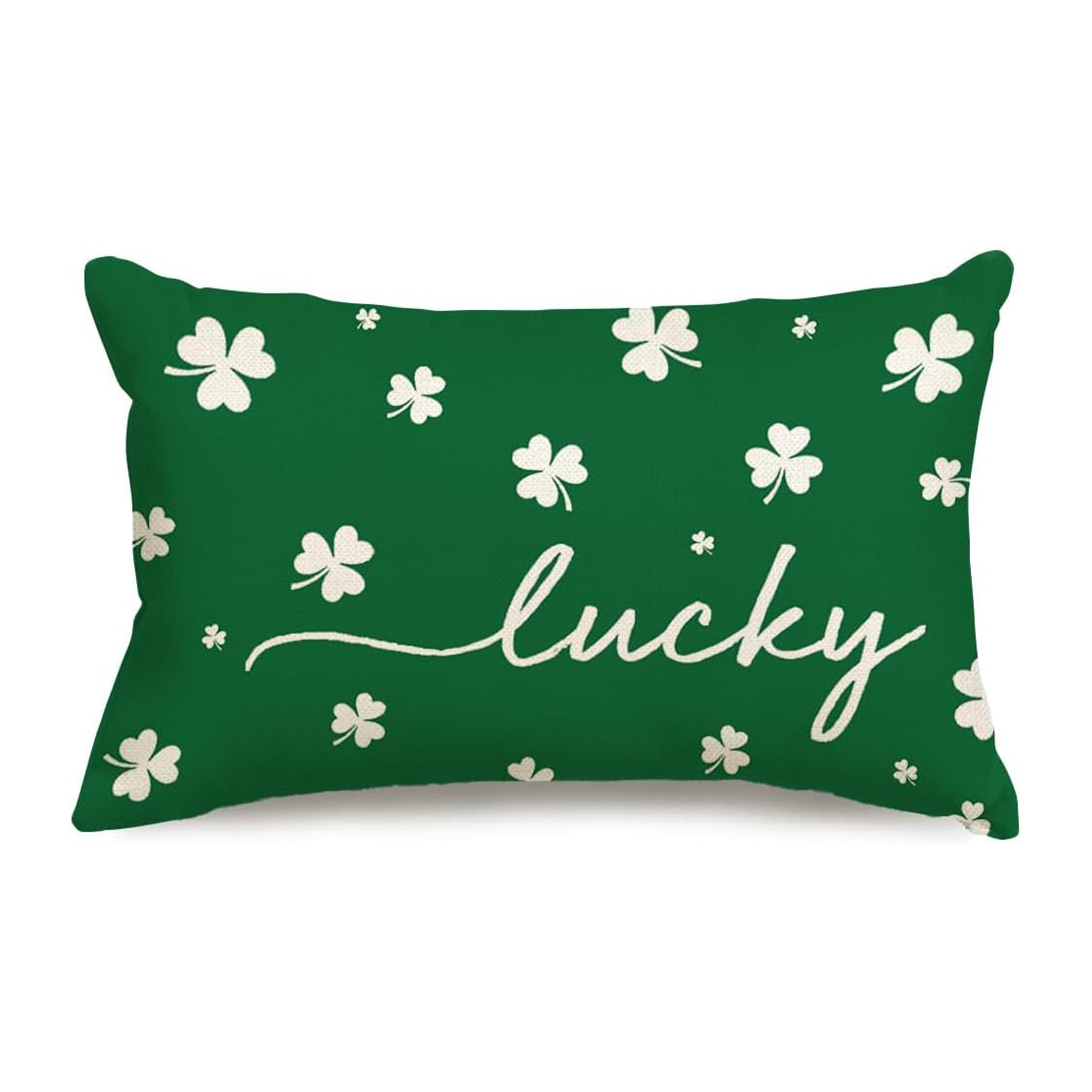 

1pc, St Patricks Day Lumbar Pillow Covers 12x20, Shamrock Decorations Holiday Spring Decorative Pillow Case Decor For Sofa Couch Gray And Green (single Side, No Pillow )