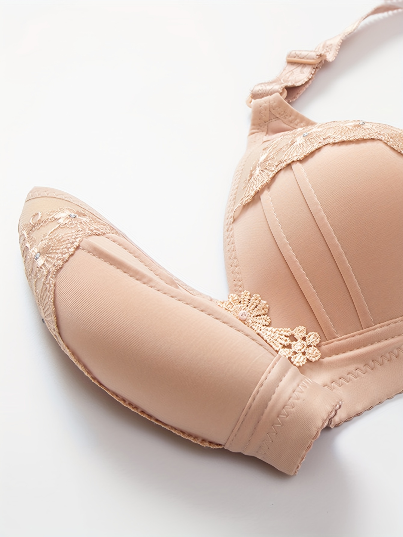 2pcs breathable gathered brassiere without steel ring for moms non magnetic thin cup glossy obese female bra   medium stretch fabric solid color with contrast lace detailing everyday   gathered bra design nonmagnetic bra bras for moms Product details 4