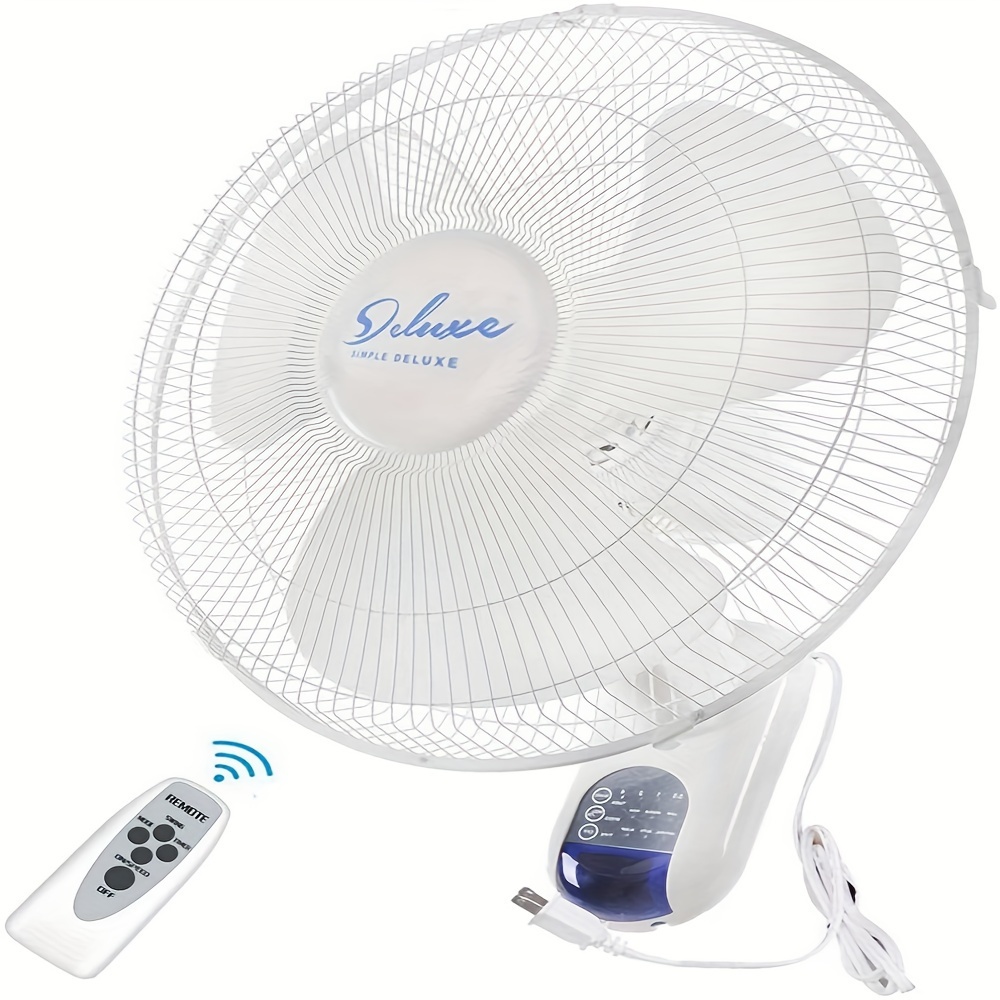 

16 Inch White Digital Wall Mounted Fan With 3-speed Remote Control