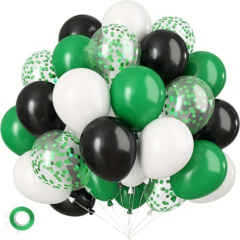 

20pcs Green Black White Confetti Latex Balloons Balloons For Video Game Football Golf Theme Birthday Party Decor Baby Shower Supplies Home Room Decor