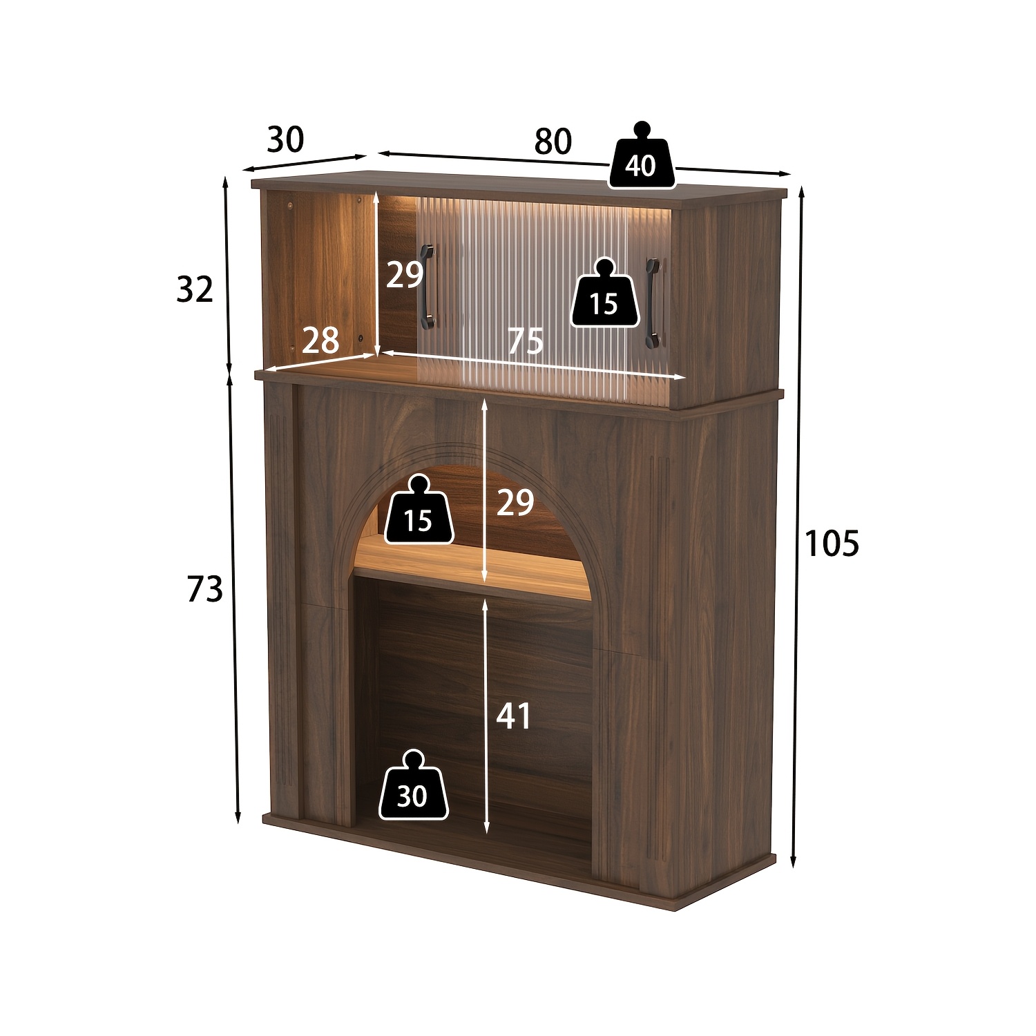 Contemporary Storage Unit Featuring Two Shelves And One Compartment, a Display Cabinet with a Glass Door, a Bookshelf with Sleek Handles, Suitable for The Living Room, Office, And Entryway, Stylishly Designed in Brown
