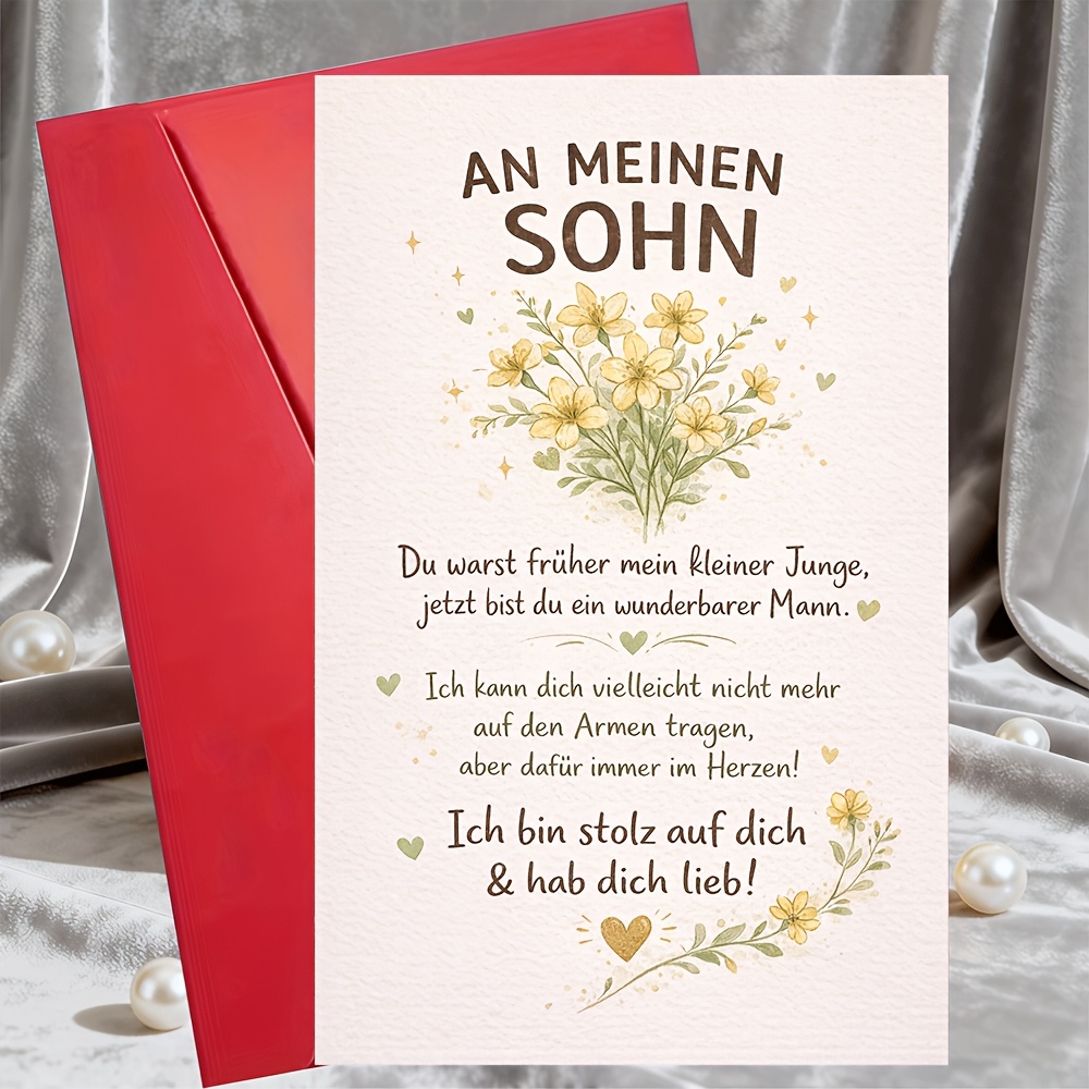 Image of 1 Greeting Card + 1 Envelope Son Birthday Card From Mom Of Love And Support For Adult Son On Birthday Or Special Occasiongreeting Card