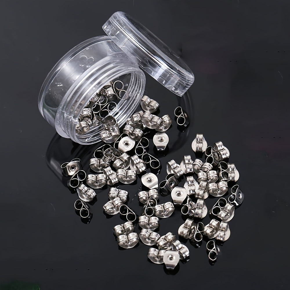 

100pcs Hypoallergenic Stainless Steel Earring Backs - , For & Parties, Ideal For Making