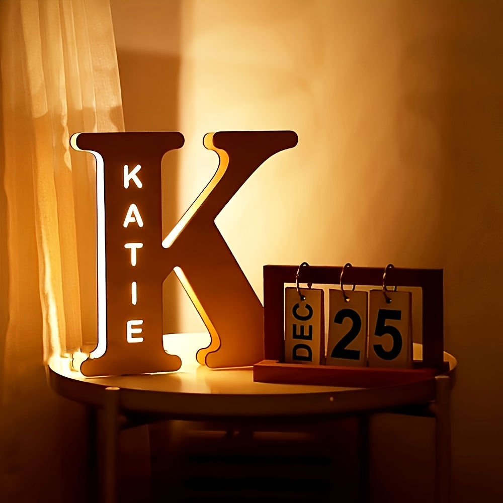 personalized initial letter wall sconce custom engraved name night light usb powered led   high quality   with no battery for bedroom decor ideal gift for holidays weddings birthdays details 0