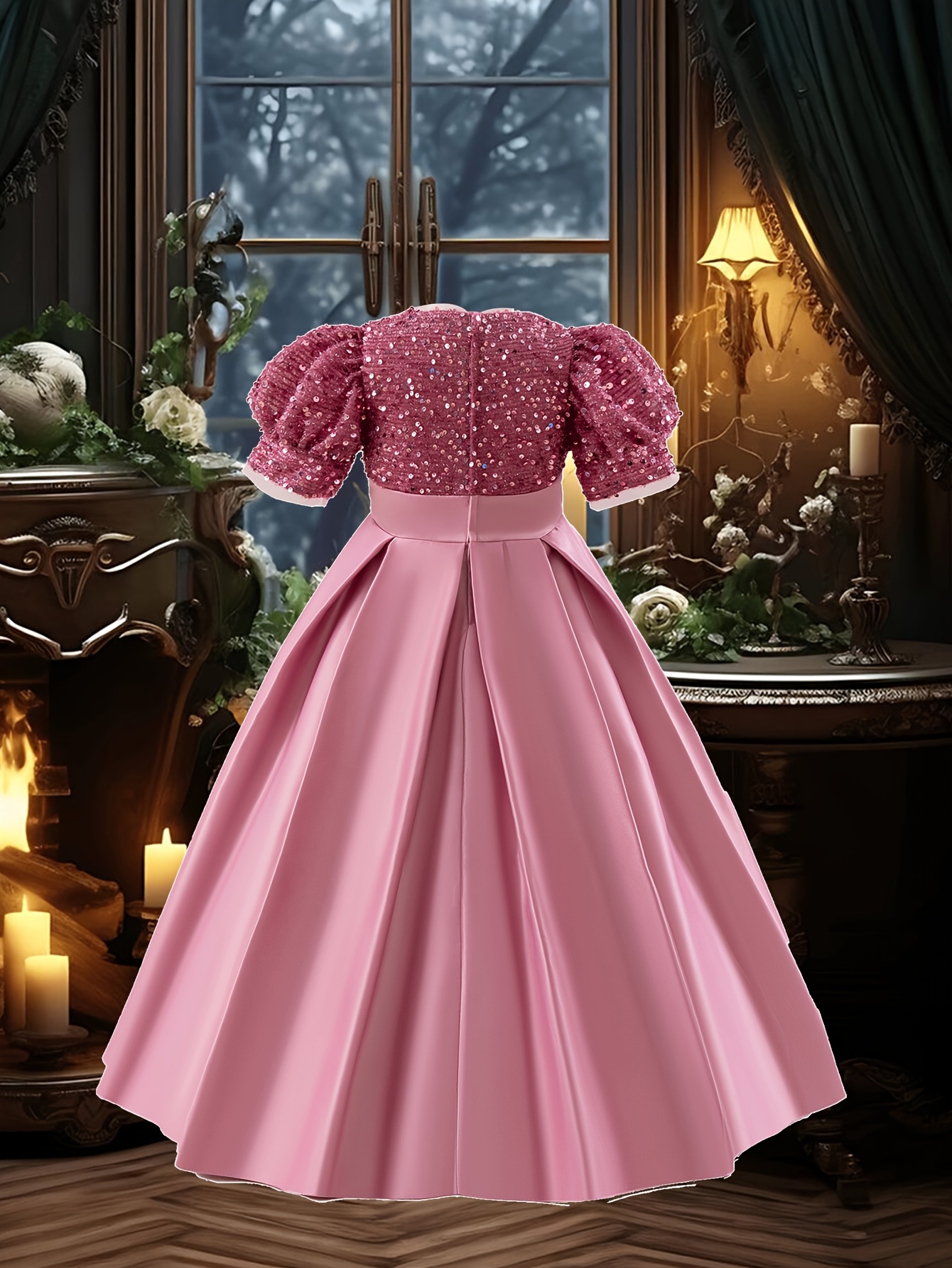 slim fit dress slacks Tween Girls' One Shoulder Layered Ruffle Trim Sequin Party Dress Champagne / 8Y main image 0