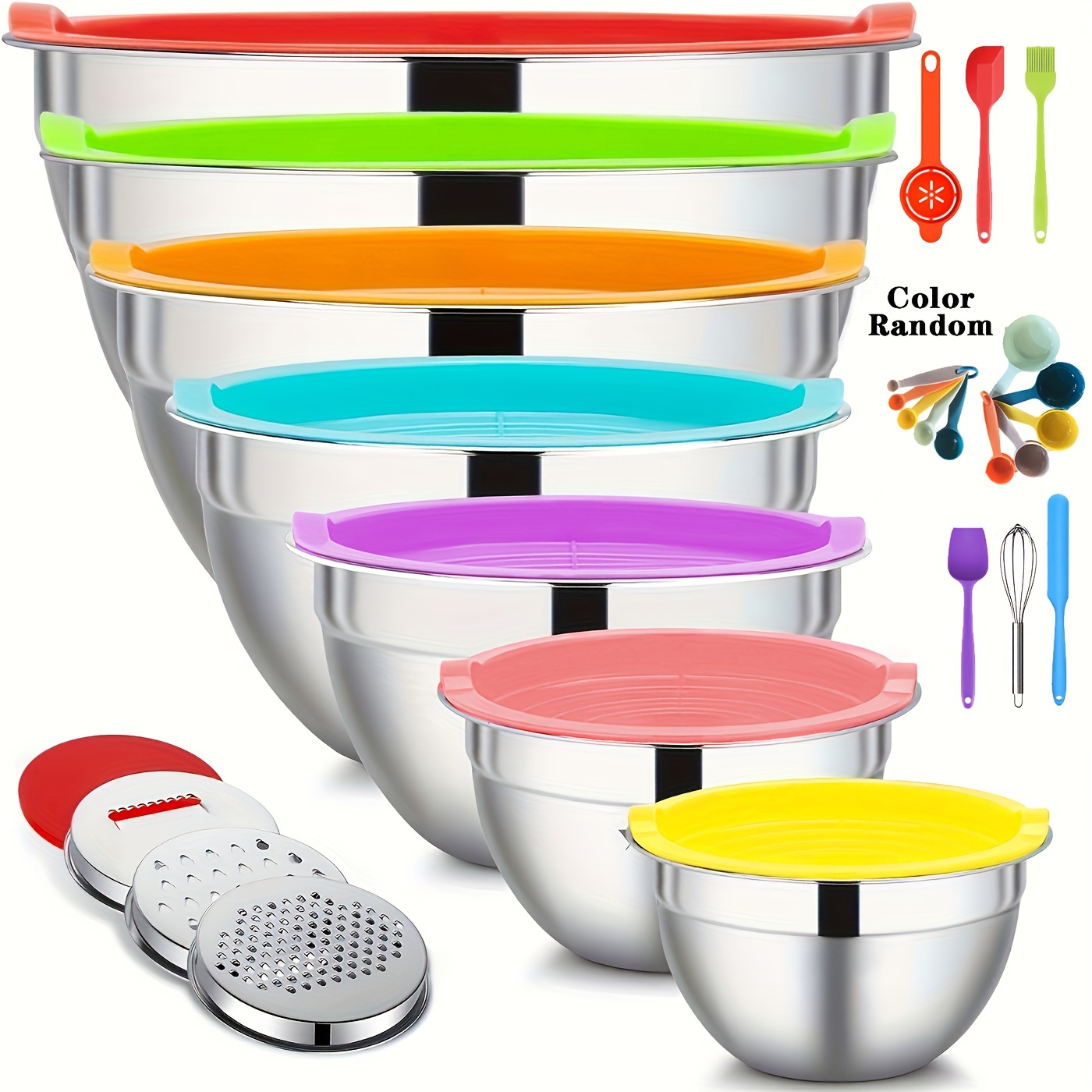 TEMU 26pcs Mixing Bowls With Lids Set, Stainless Steel Mixing Bowls, Mixing Bowls With Sealed Lids For Cooking, Baking, Serving, Storage, For Home