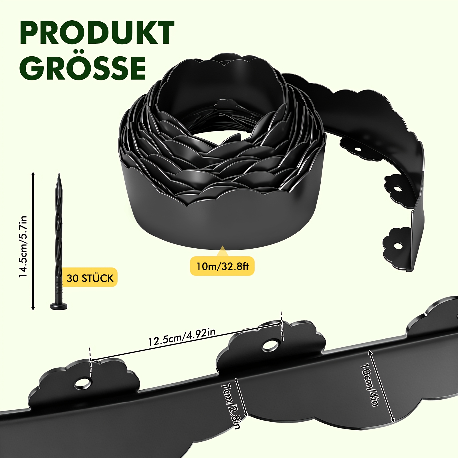 TEMU Garden Isolation L-shaped Garden Edge, 10cm High And 10m Long, Black