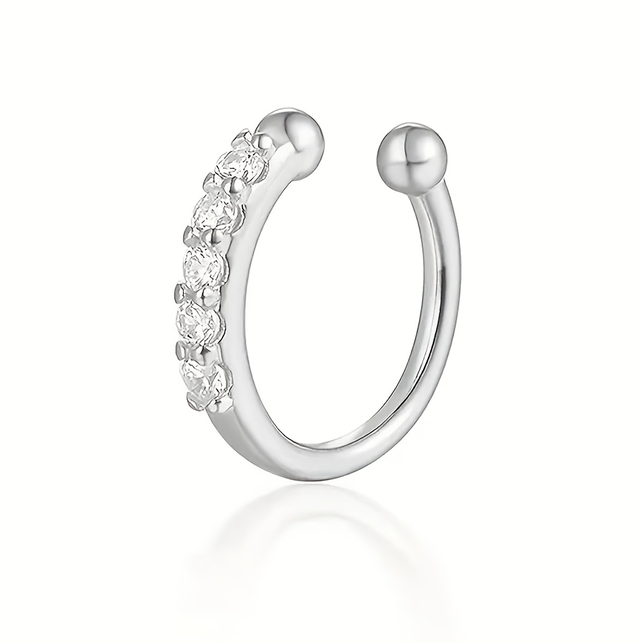 Image of 1pc Easy And Fashionable Synthetic Zirconia Nose Ring, No Piercing Required, Hip-hop Style, Low Allergy, Versatile For Daily Use, Suitable For Parties, Music Festivals, Christmas Gifts
