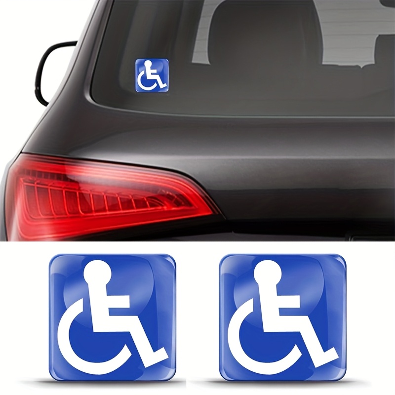 Image of 2pcs Disabled Handicap Parking Permit Sign Wheelchair Handicapped Emblem Stickers Badge Decal Auto Moto Windows Stickers