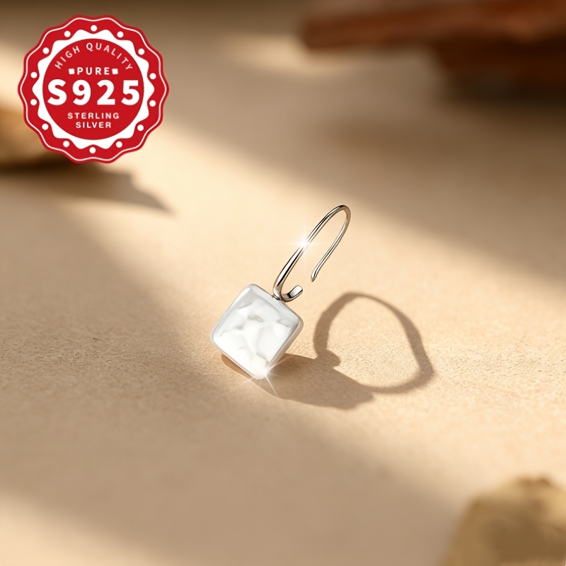 Women's S925 Silver Square Ear Hooks, Elegant and Versatile