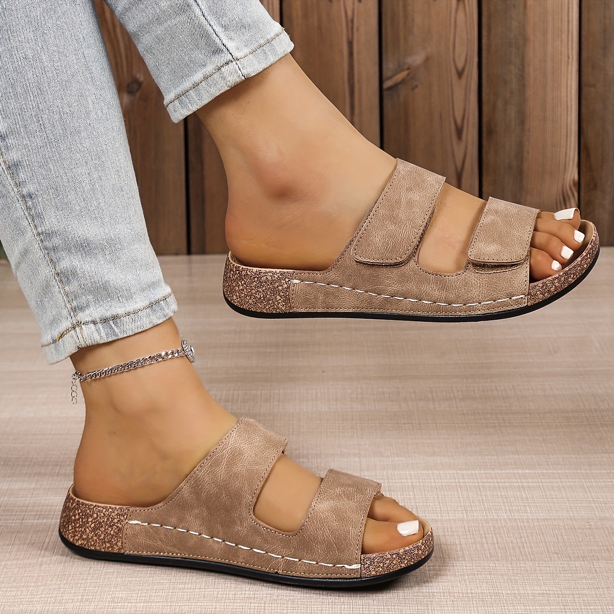 Women' Single-strap Slip-on Slippers With Soft Bouncy Sole And Arch Support, Women Shoes