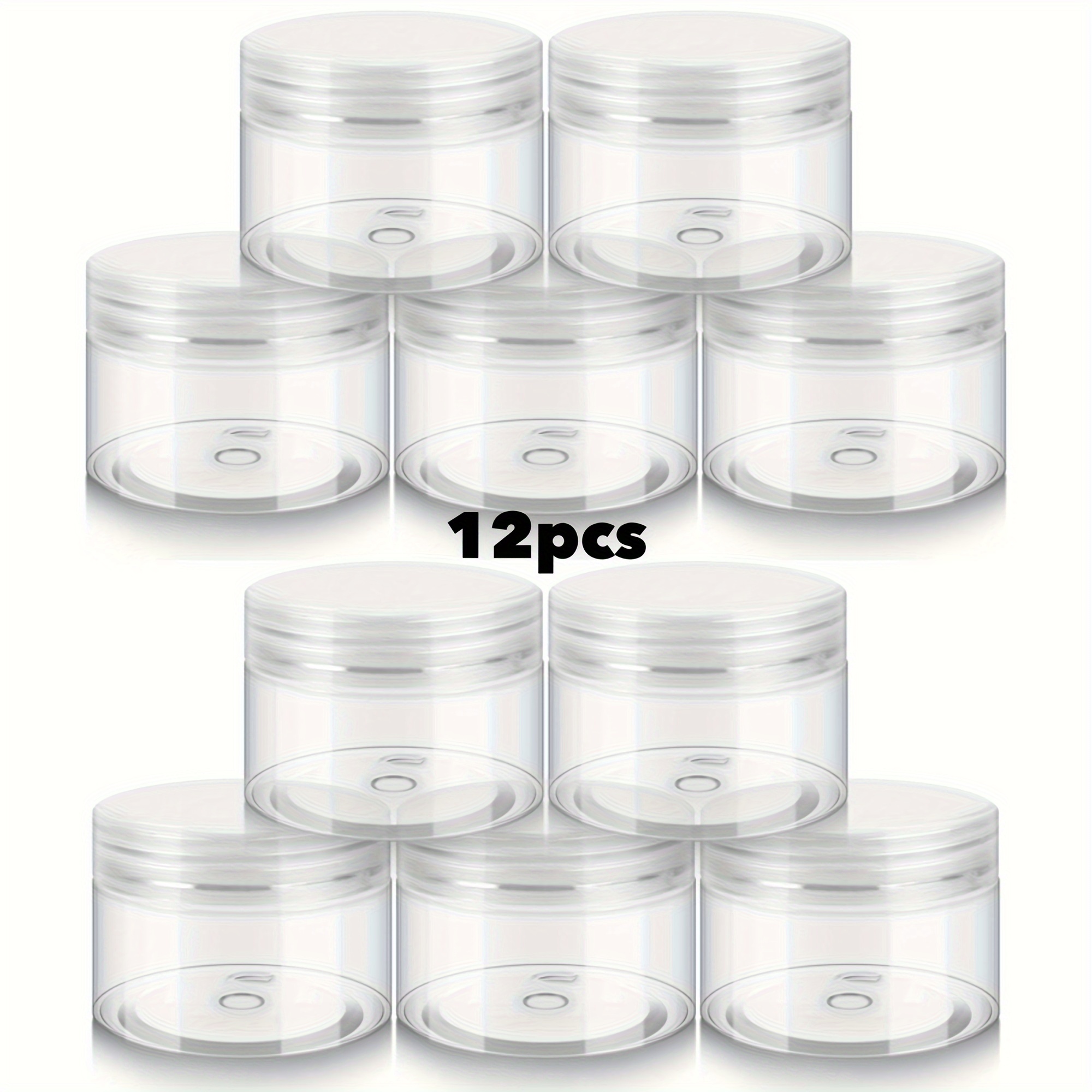 6/12 Pack 4oz Clear Plastic Jars, Reusable Plastic Storage Containers, Round Plastic Jars With Clear Lids, Empty Food Jars, Canning Jars, Kitchen Home Storage Containers