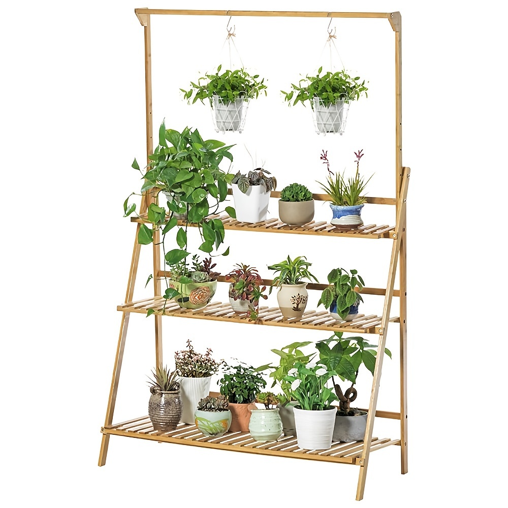 A Foldable Plant Rack With , Designed For Outdoor Use, To Display Plants In A Garden Setting, Measuring 100cm In Height.