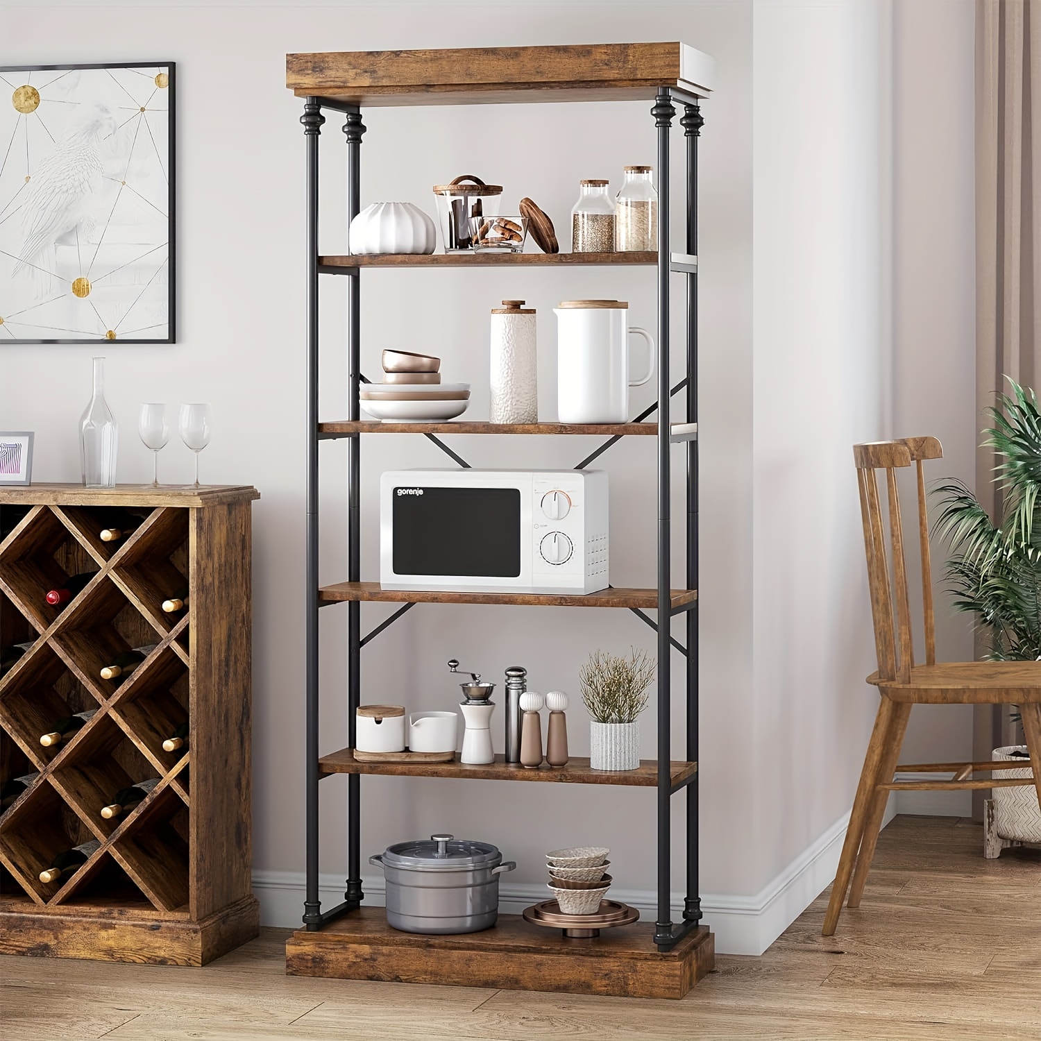 

5 Tier Bookshelf Industrial Bookcase Metal Frame 11.8"d X 31.5"w X 73.6"h