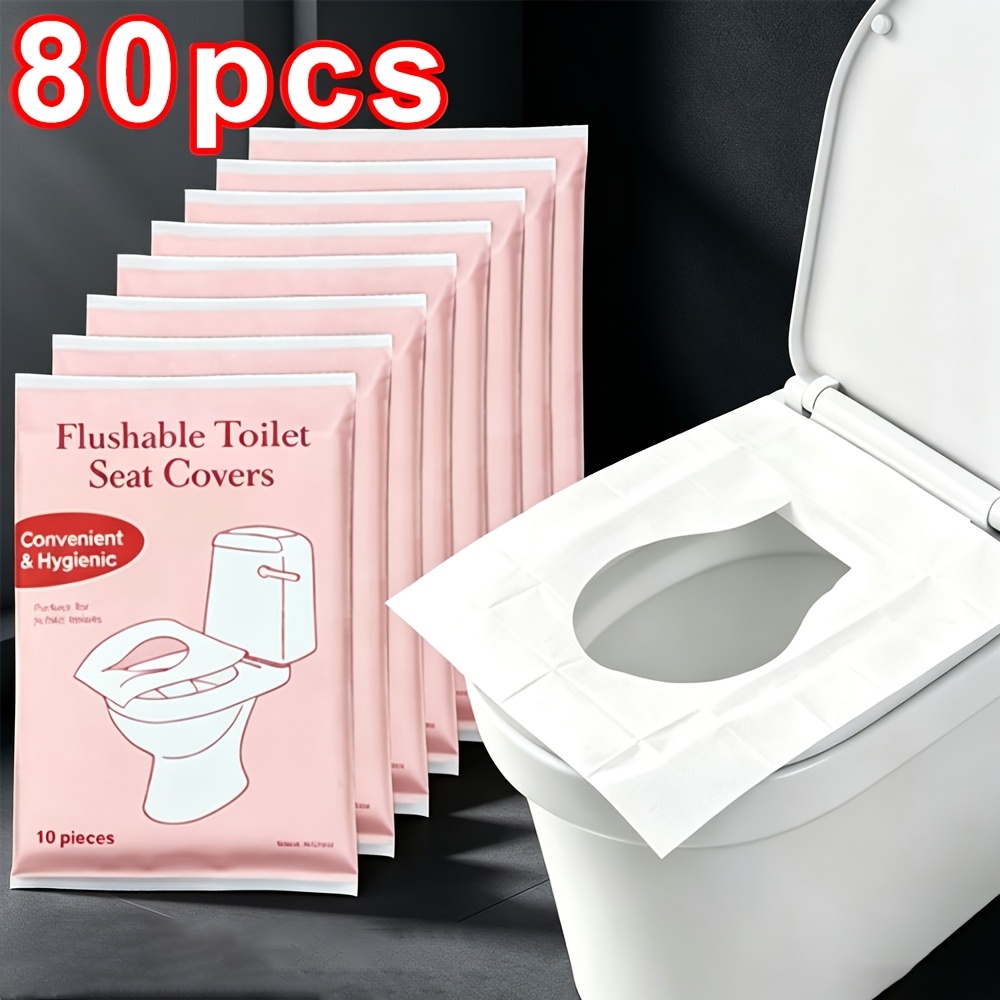 TEMU 80pcs Papier Toilette Jetable Rose Emballage, pour Toilettes Publiques, Papier Toilette Anti-Éclaboussures, Soluble dans , pour Adultes,