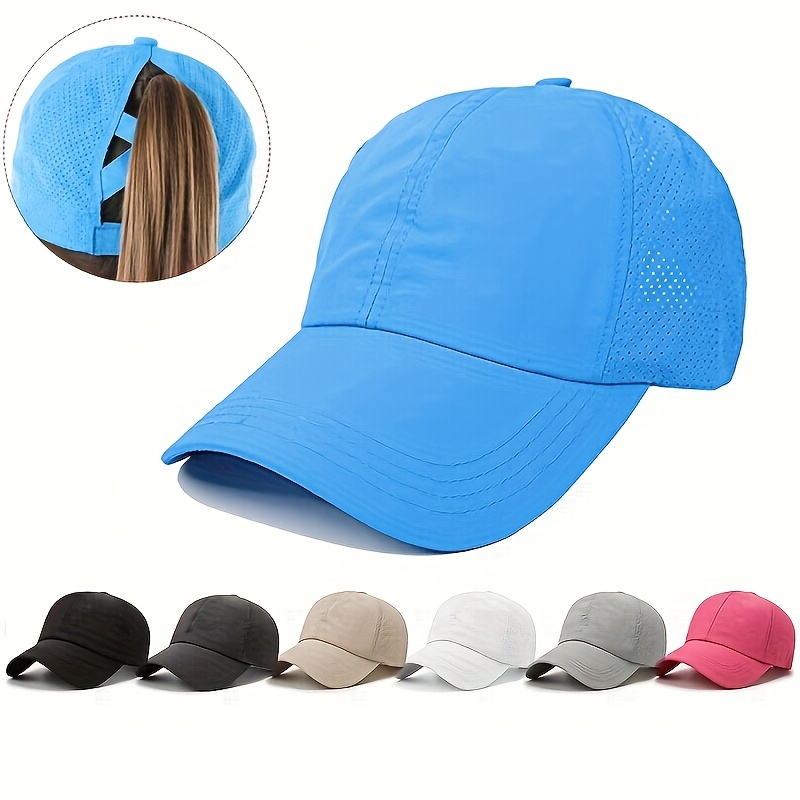 1x summer quick dry mens ponytail baseball   protection hat womens sports cap camping hat