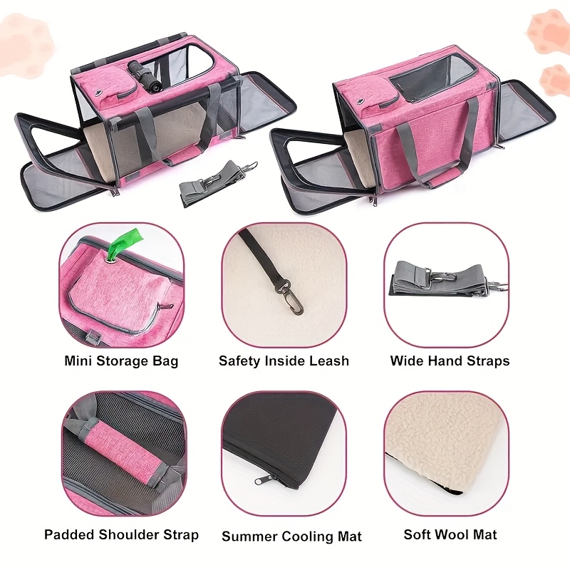 airline approved soft sided medium cat small dog carrier durable breathable collapsible travel crate with privacy panels zipper closure   interior ventilation mesh portable pet kennel for airplane car vet   easy to carry po