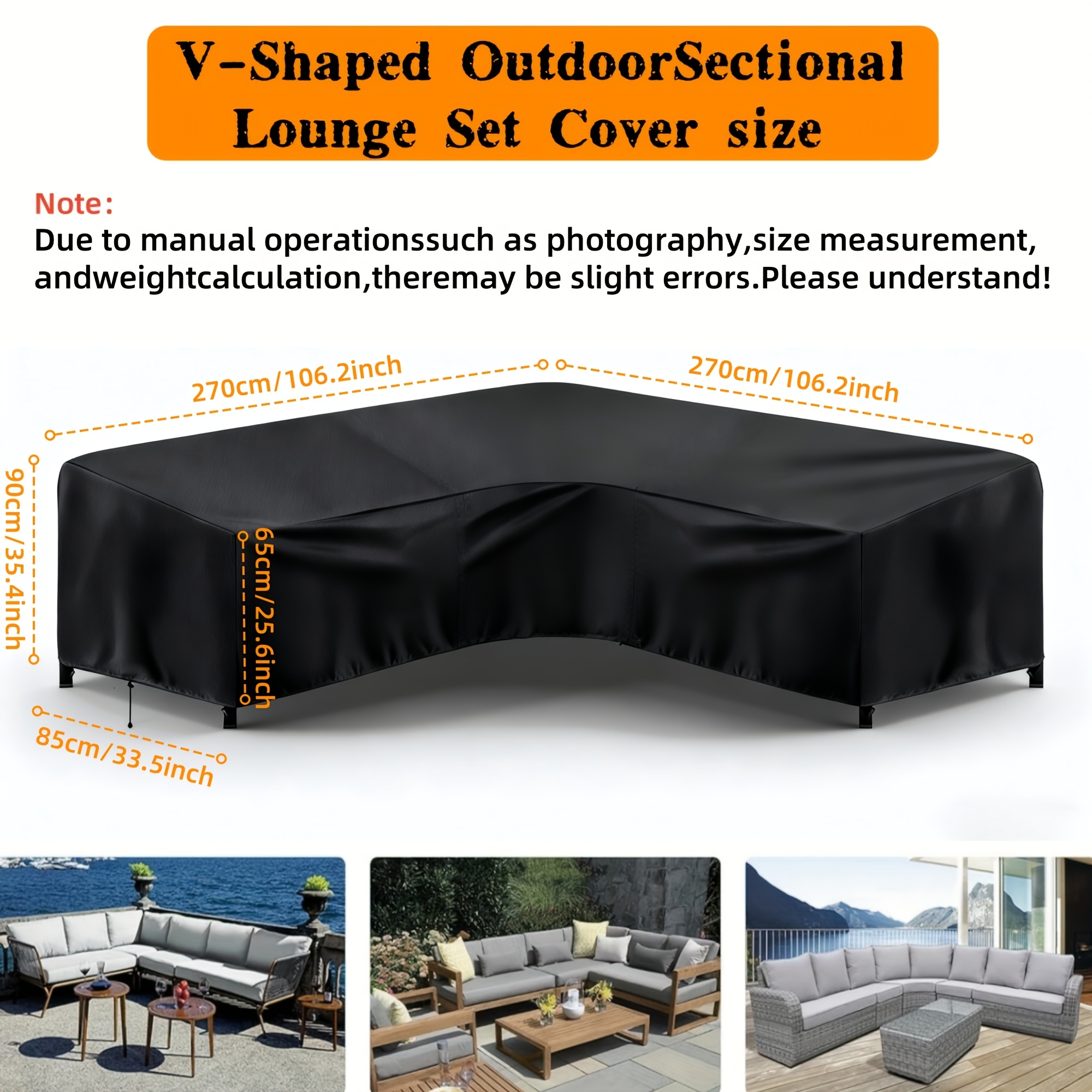 L-shaped And V-shaped Sofa Covers | Oxford Cloth With Pa Coating, Drawstring Closure, Adjustable Straps, Folded Hem , Unbacked, Suitable For Most L-shaped Sofas And Coffee Tables, Providing Protection