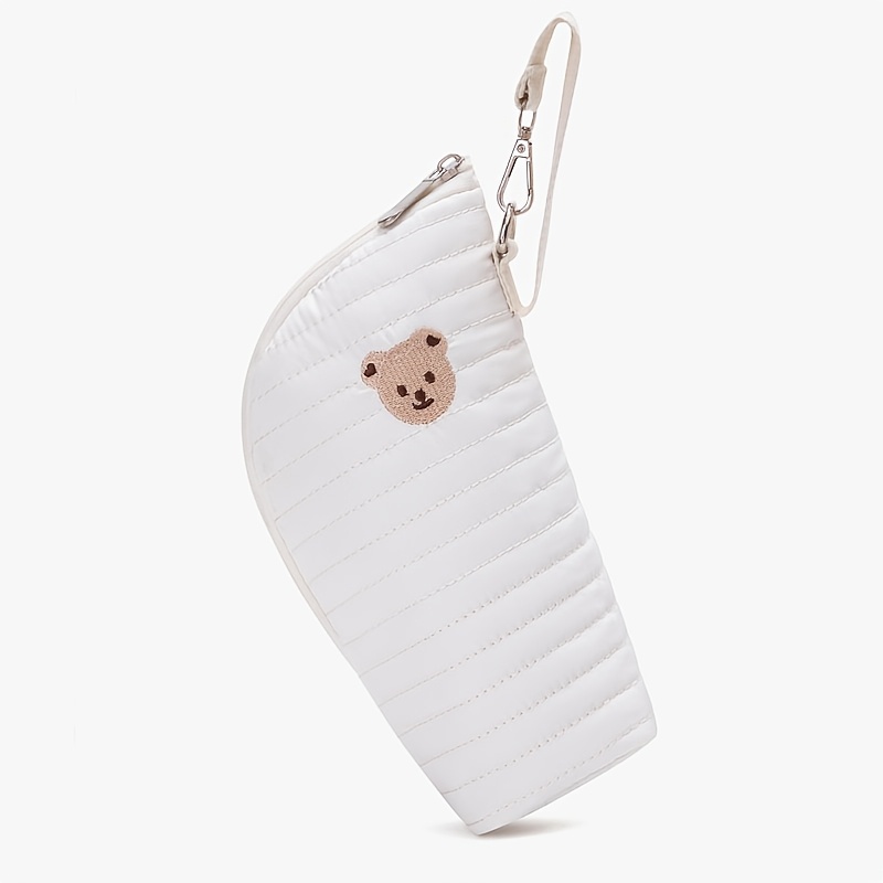 weiße, isolierte babyflaschen-tasche mit aluminiumkern – hält milchflaschen warm oder kalt, strapazierfähiges polyester, reisefreundliches design, flaschenträger
