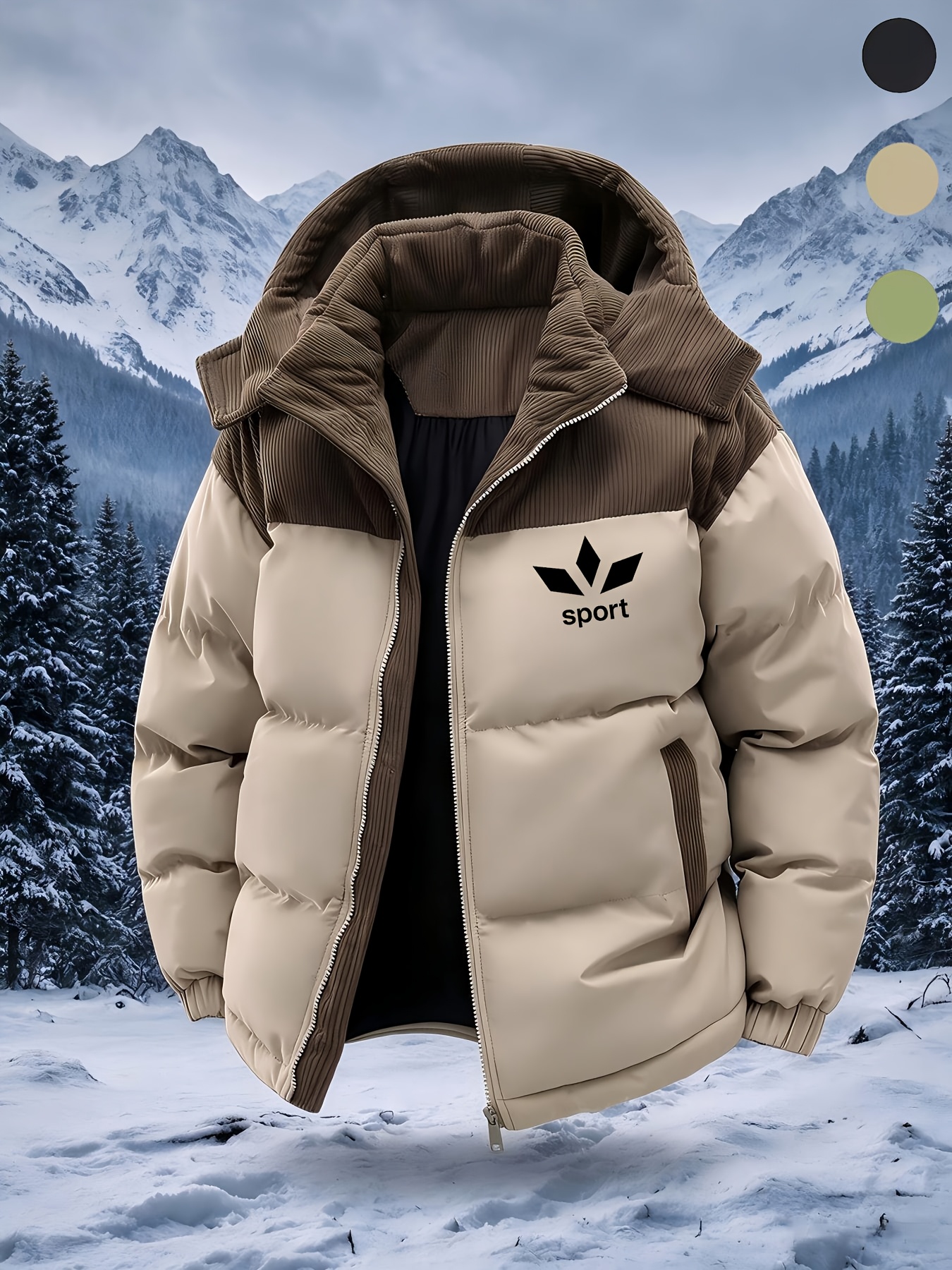Men's Thickened Warm Hooded Jacket with Print Design
