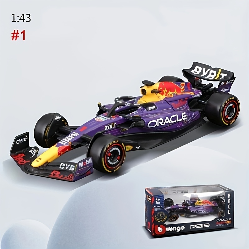 1 szt. Bburago F1 Red Bull RB19 model samochodowy z metalu, odporny na warunki atmosferyczne, push operation, edycja kolekcjonerska, z prezentem dla osób powyżej 14 roku życia