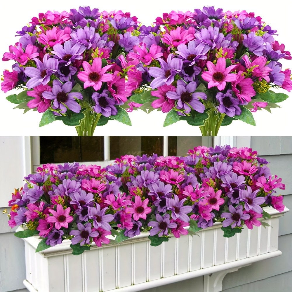 E-shop 5 Sträuße Künstliche Lila Gänseblümchen - UV-beständige Seidenblumen für den Außengarten, Hochzeit und Innenraumvasendekoration, für