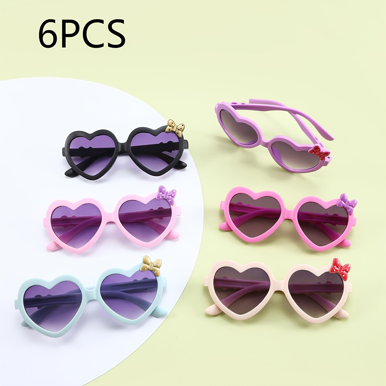 a set 6 heart shaped glasses bow decorations stylish eyewear  display picture 1