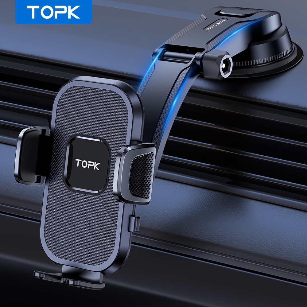 

Topk D38-c Car Phone Holder Mount, Upgraded Adjustable Horizontally And Vertically Cell Phone Holder For Car Dashboard Compatible With All Phones