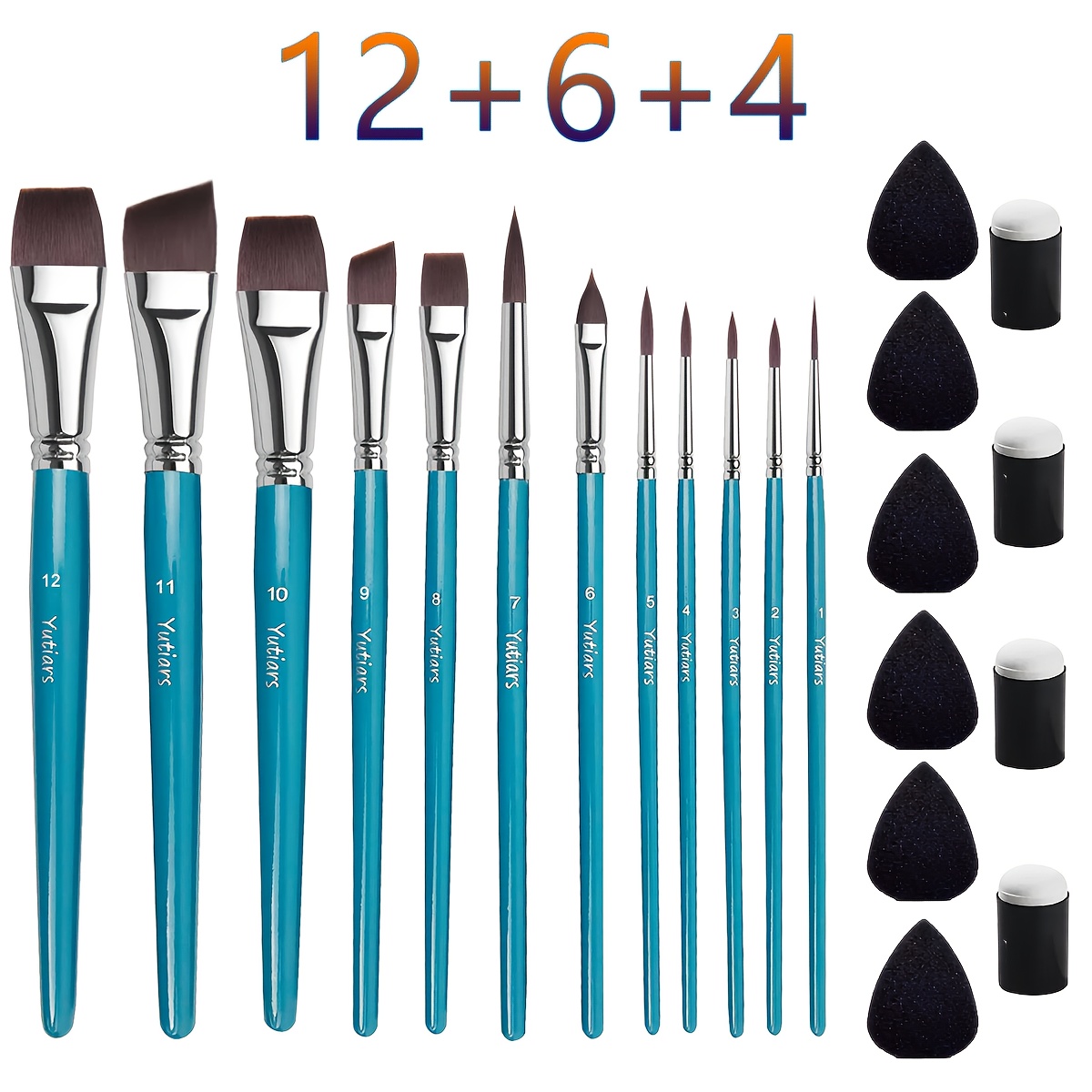 Image of [22pcs Face Painting Set] 22pcs Multi-functional Face Painting Brush Sponge Set | Flat And Slanted Makeup Brushes And Soft Sponge | Suitable For Festival Graffiti