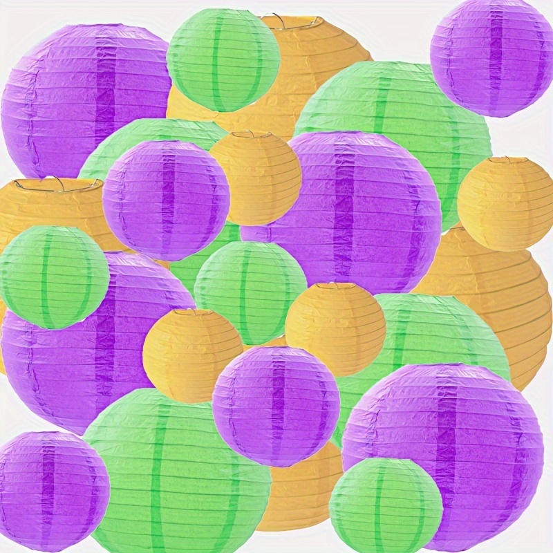 3pcs Jellyfish Shaped Paper Lanterns (purple, Green, Blue) For