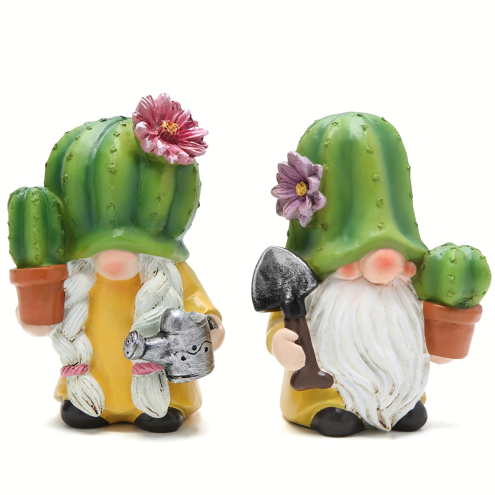 

Resin Decor Gnomes Figurines Decorations Green Plant Elf Tiered Tray Decor Flower Style Gifts Desert Decoration Outdoor Statues