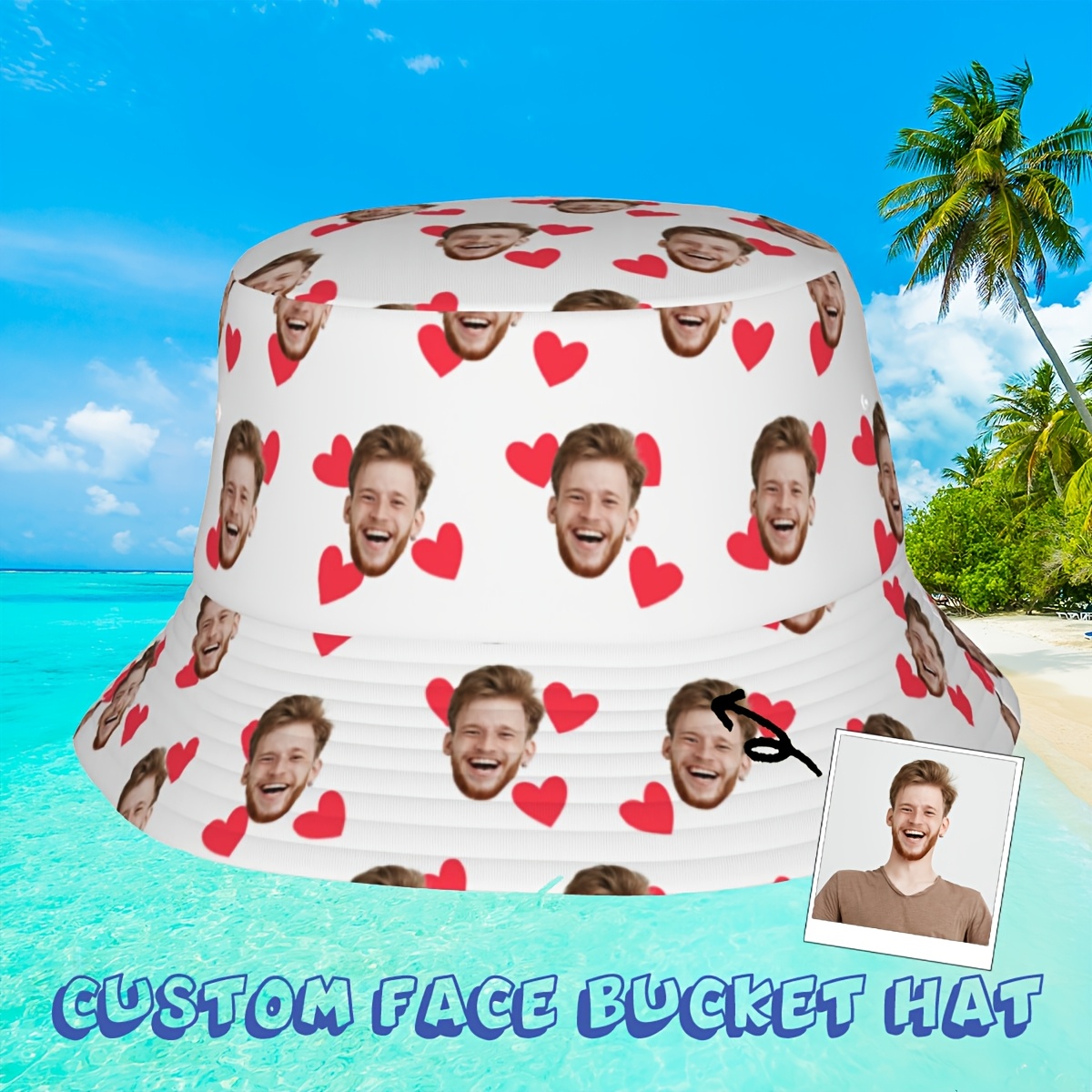 E-shop Personalisierte Gesichtsmütze - Einzigartiges Druckdesign mit Ihrem Gesicht, atmungsaktiv und faltbar, leicht für Reisen und den Sommerstrand,