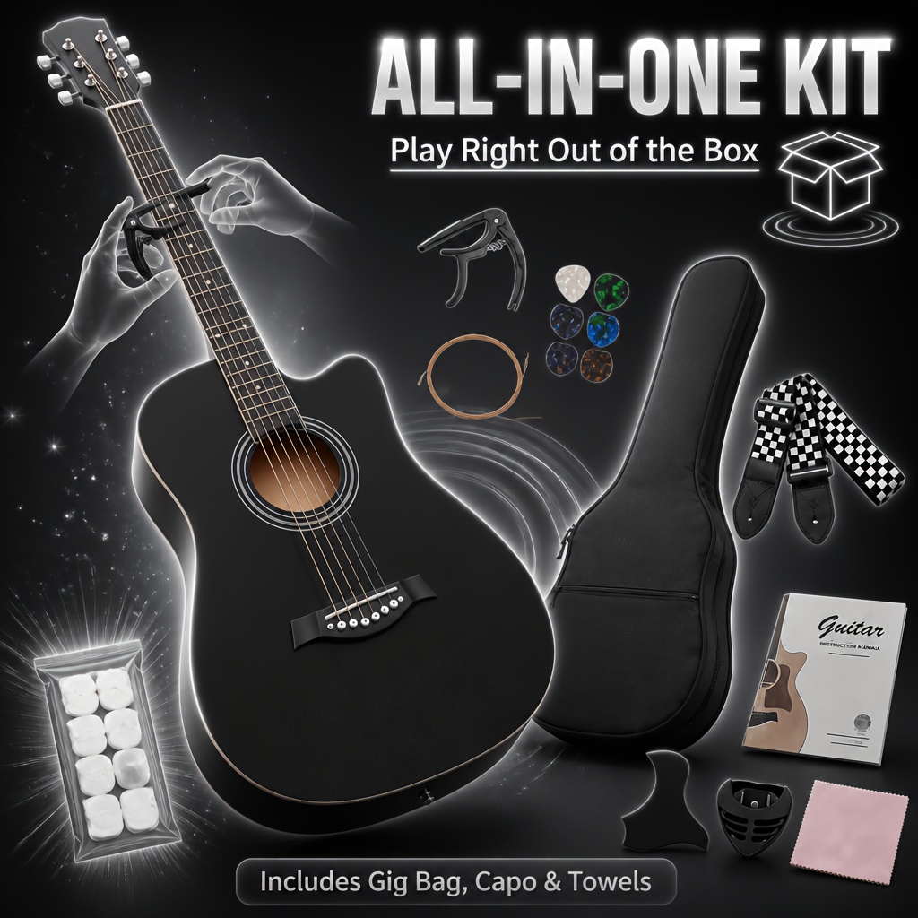 38 Inch Basswood Acoustic Guitar, Portable Size for Easy Carrying,... product image 8