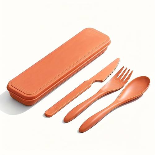3 in 1 knife fork and spoon cutlery set 12 colors reusable with storage box outdoor travel lightweight tableware suitable for travel work school picnic camping daily use