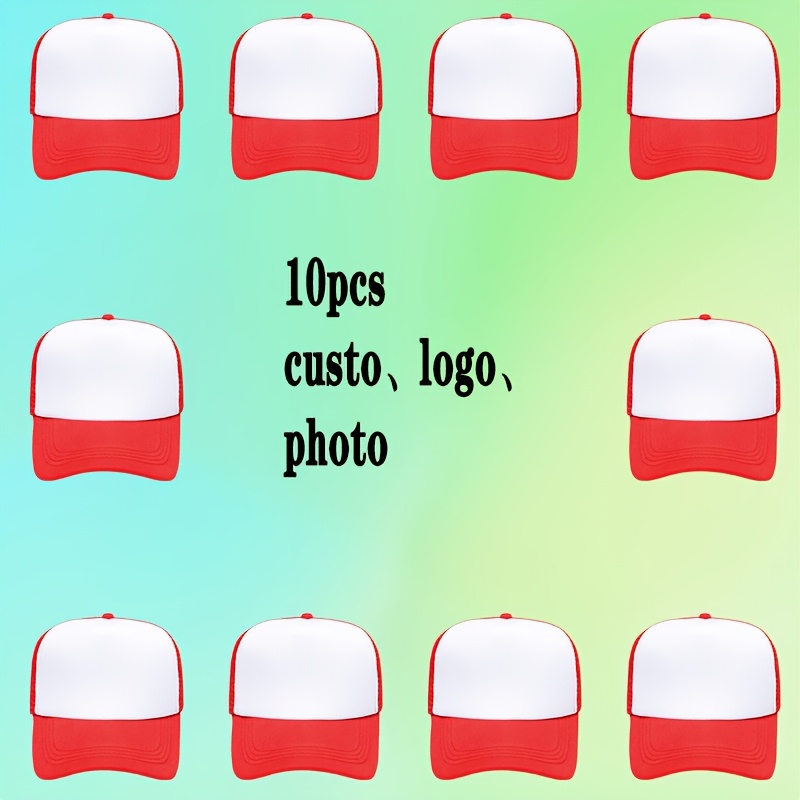 10pcs Personalized Custom Baseball Caps, Adjustable & Breathable