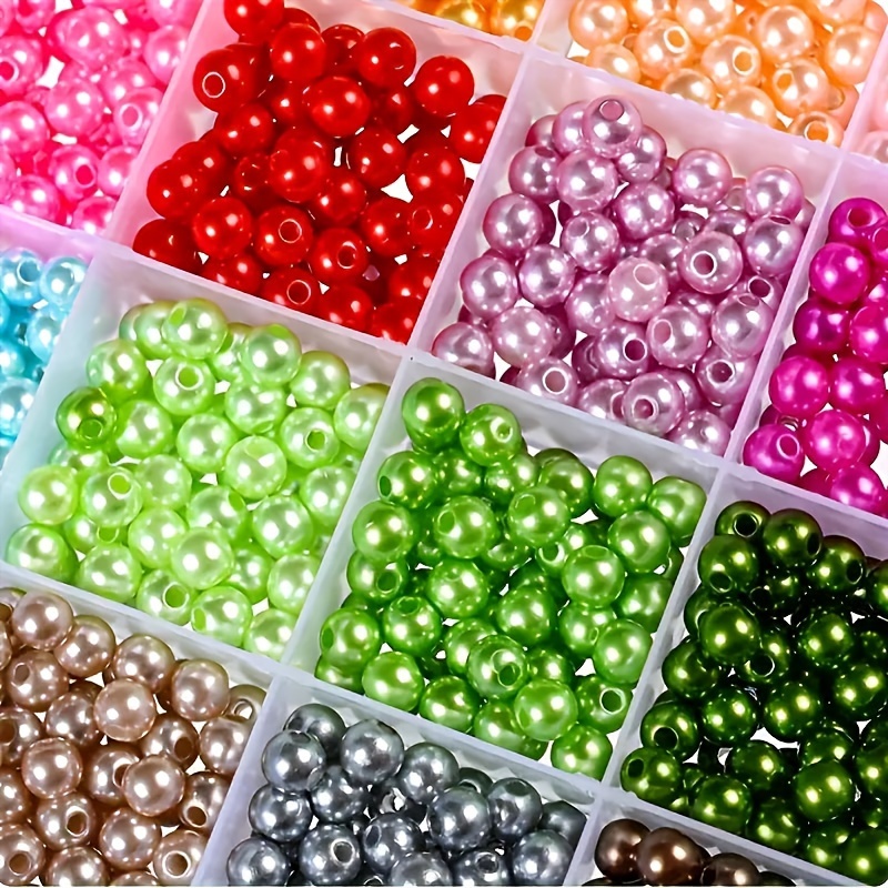 

600pcs Vibrant Colors 6mm Solid Pearl Beads, Pre-drilled For Easy , Nail Projects - Fashionable Plastic Accessories In Organized Storage Box, Bead Crafts|vibrant Bead Colors|predrilled Beads