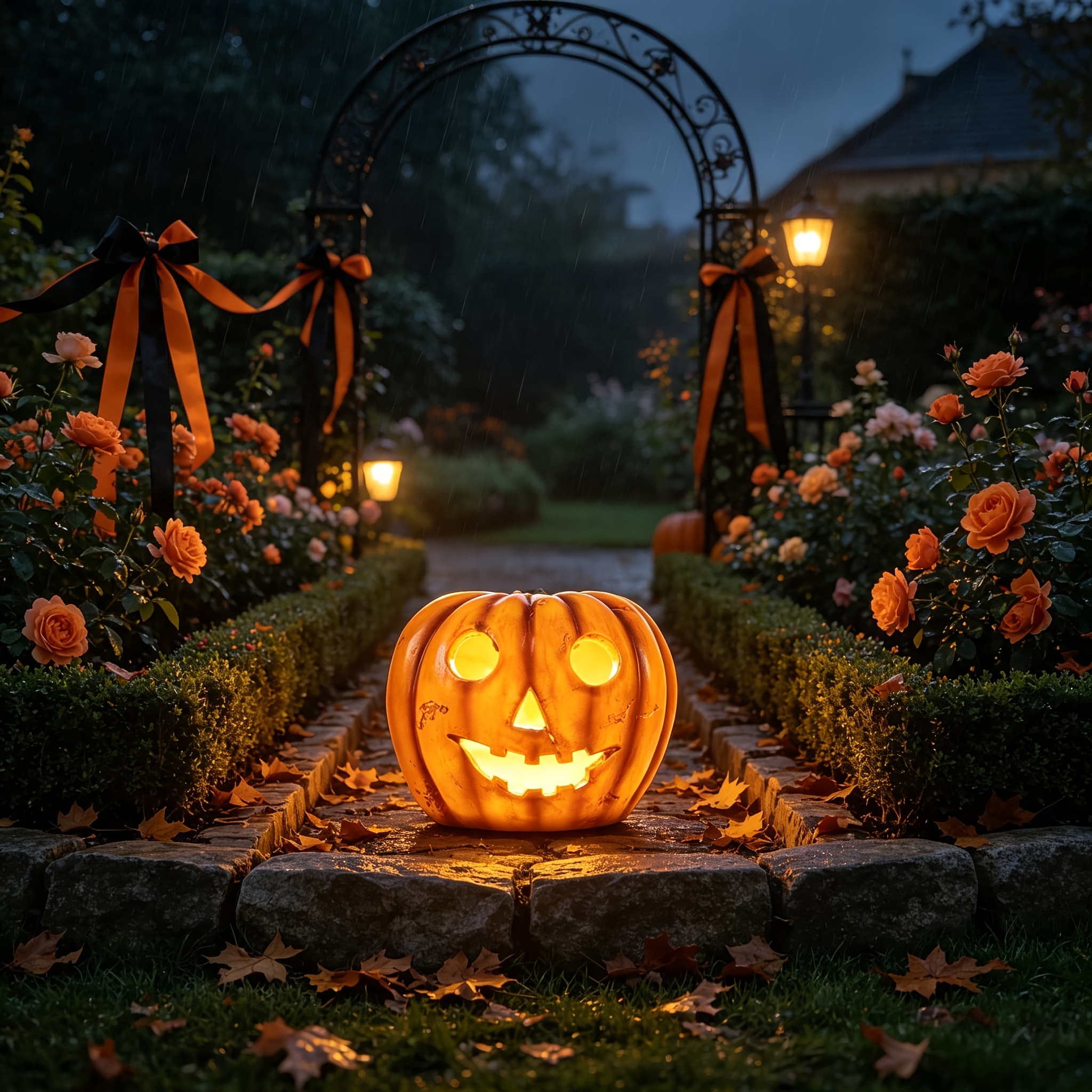 TEMU Solar Powered Halloween Pumpkin Statue Light, Ipx6 Waterproof Pumpkin Led Light That Automatically Turns At Dusk, Outdoor Landscape Lighting,