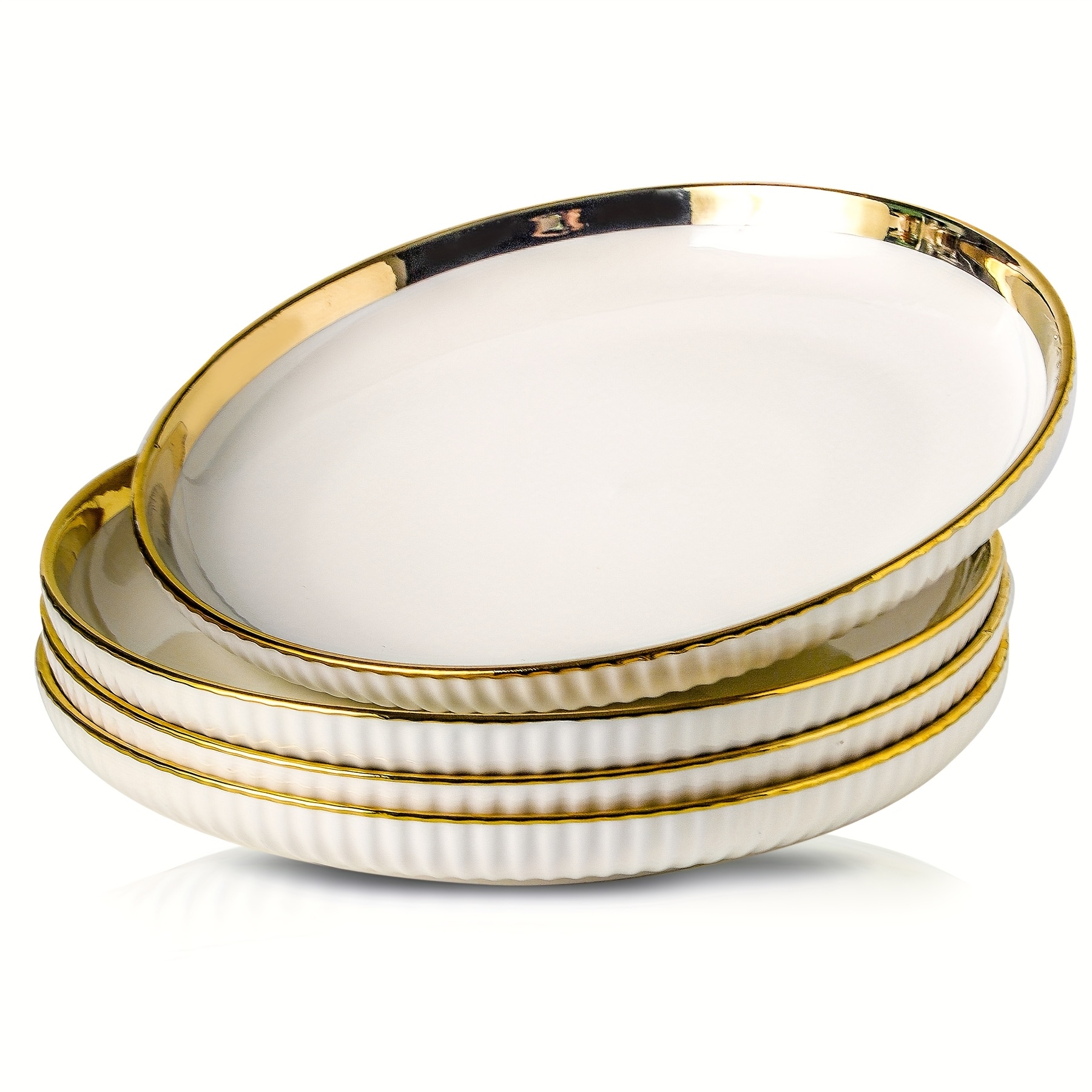 Image of 4pcs Set Of Light Luxury High-end Family Dinner Plates And Tableware, Luxury Party Pasta Plates, Snack Plates, Steak Plates