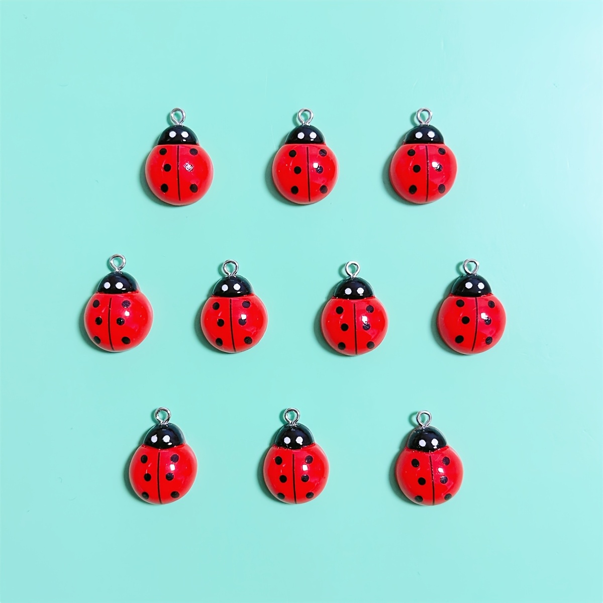 Image of 10pcs Charms Red Ladybugs Suitable For Handmade Jewelry Pendant Ear Drop Chain Ornament Creative Gift Earrings Necklace Bag Pendant Resin Additions Parts