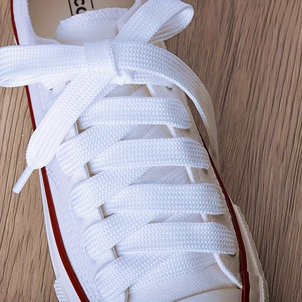 2 paar, 15 mm breite, schlichte schnürsenkel in schwarz und weiß,   für canvas-schuhe und sneakers.
