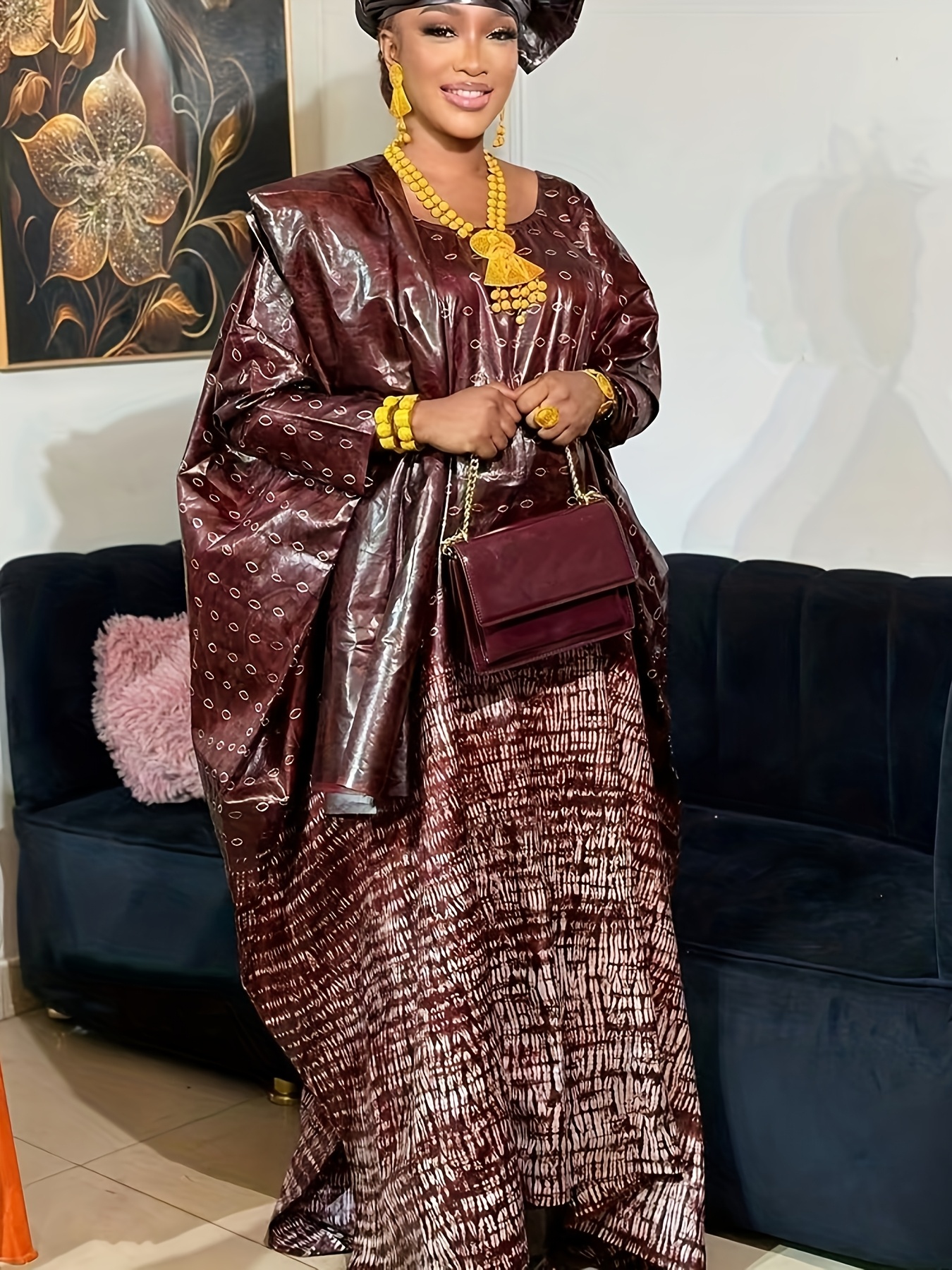 Plus Size, African Long Dresses for Women * Daily Clothes * Robe Wedding  Party Top Quality Dresses with Scarf * Clothing