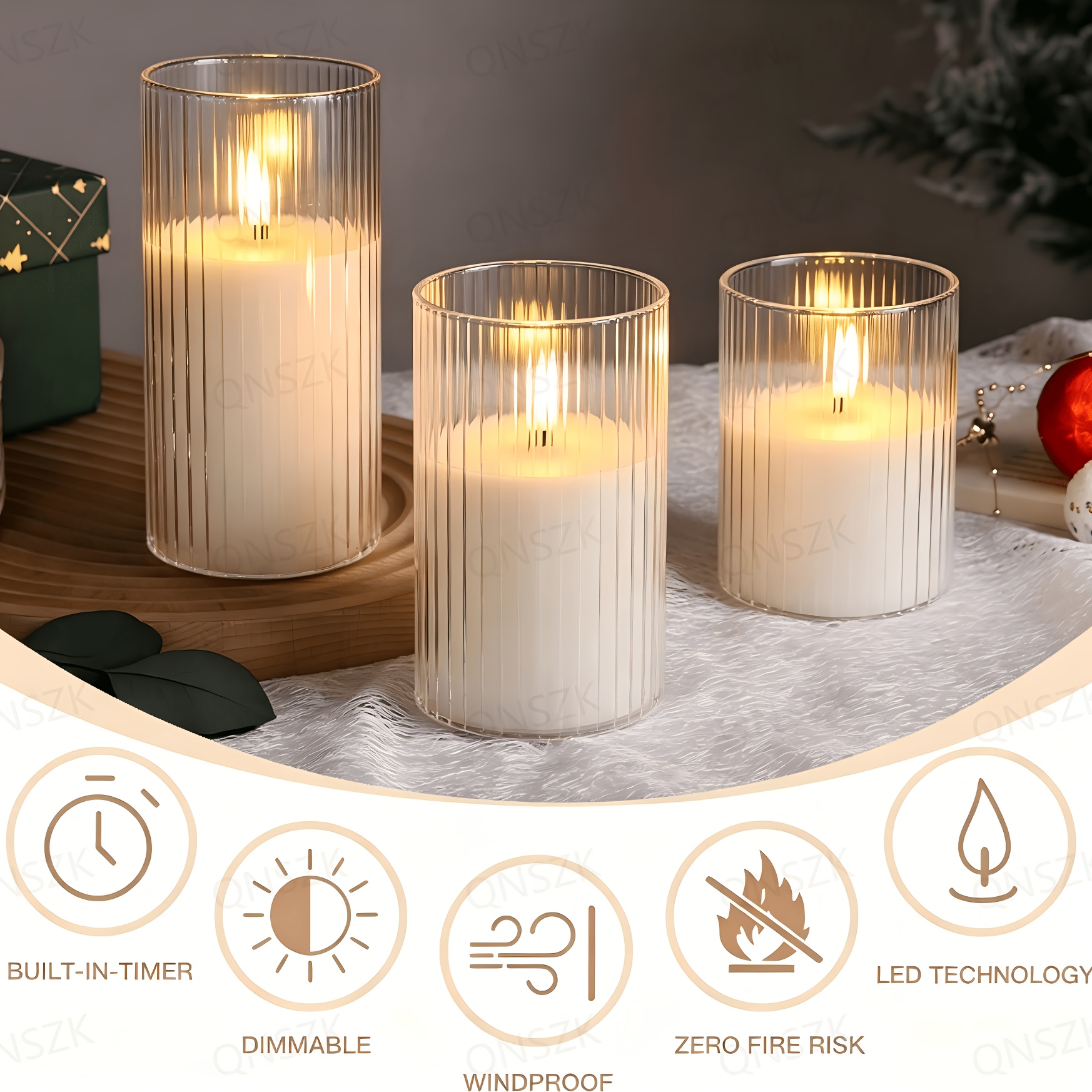 LED Flameless Candle, Acrylic Material, Battery Operated