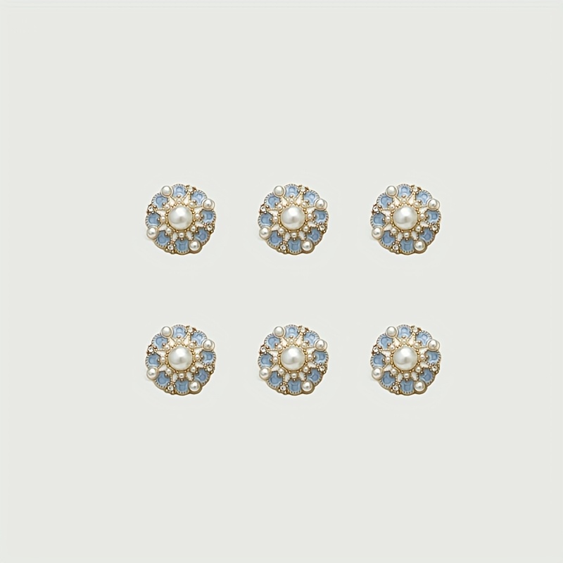 Image of 6pcs Set Of Classic Dotted Oil Round Bead Flower-shaped Metal Buttons Suitable For Coat Decoration Buttons Suit Coat Flower Buttons Clothing Additions