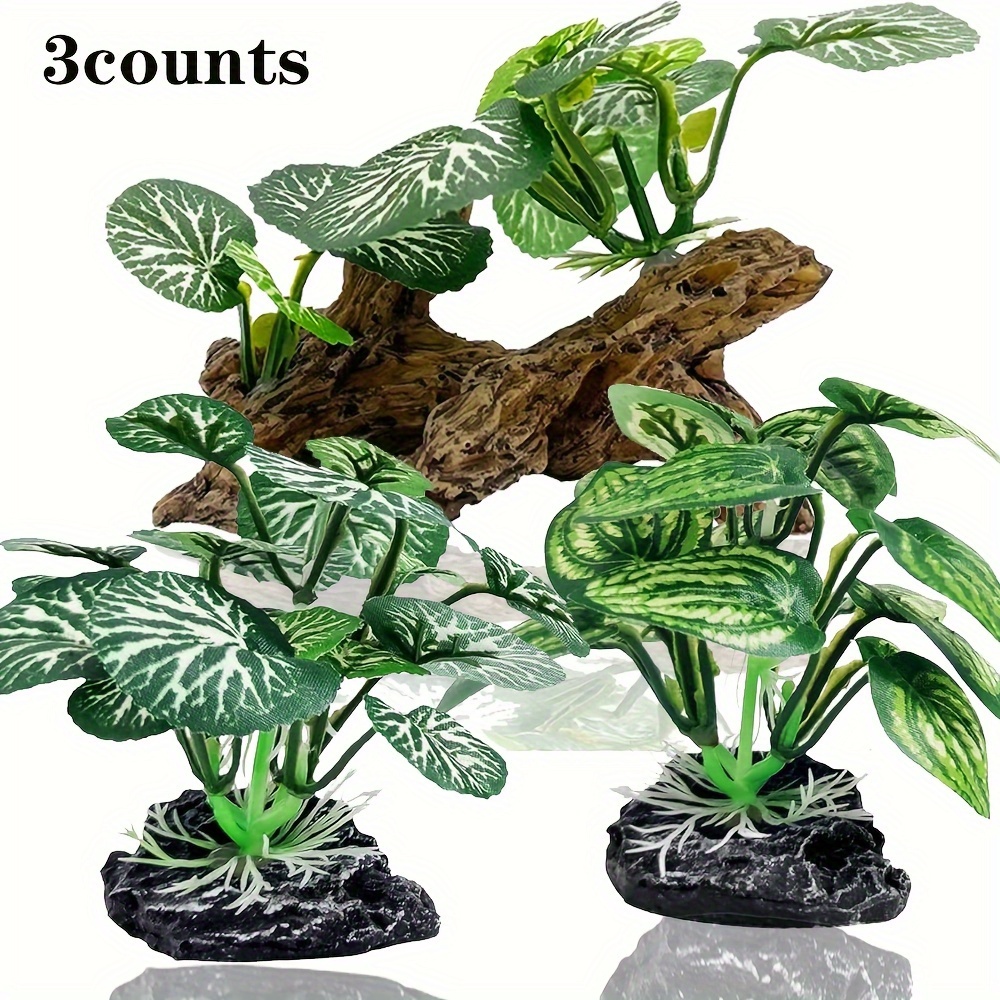 

3pcs Aquarium Decor Set: Lifelike Artificial Flowers & Water Plants - Fish Tanks And Reptile