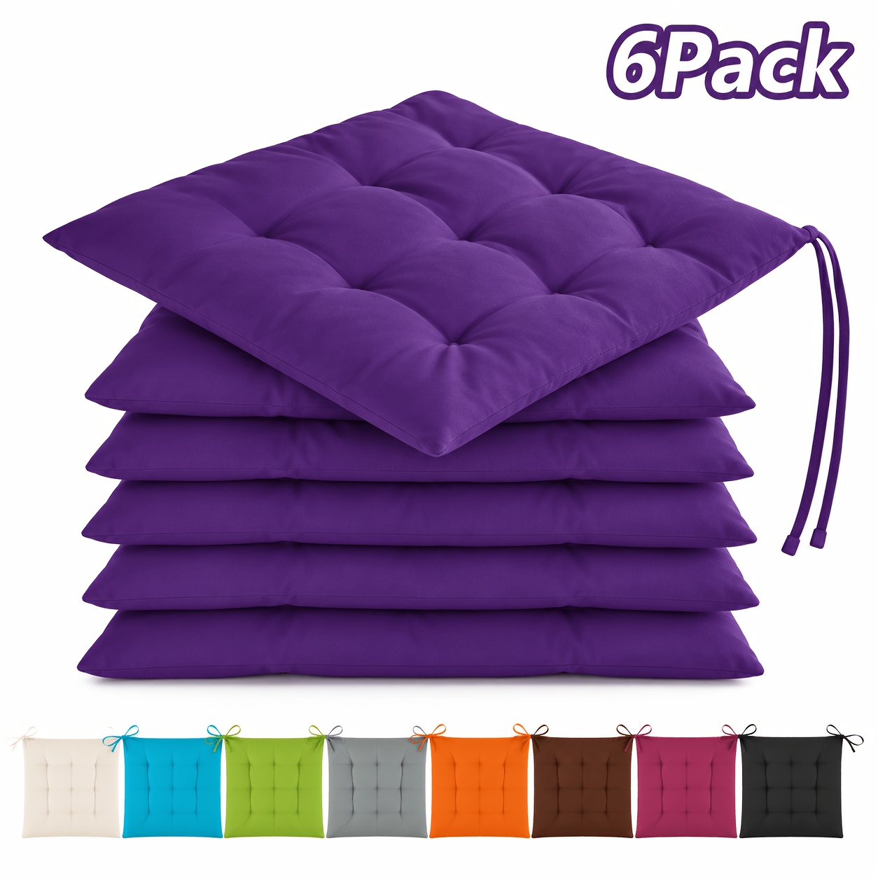 TEMU 6pcs Set 15.75in Soft Breathable Seat Cushions - Comfortable Quilted Dining Chair Pads - Durable & Washable Bohemian Style For Home, Office,