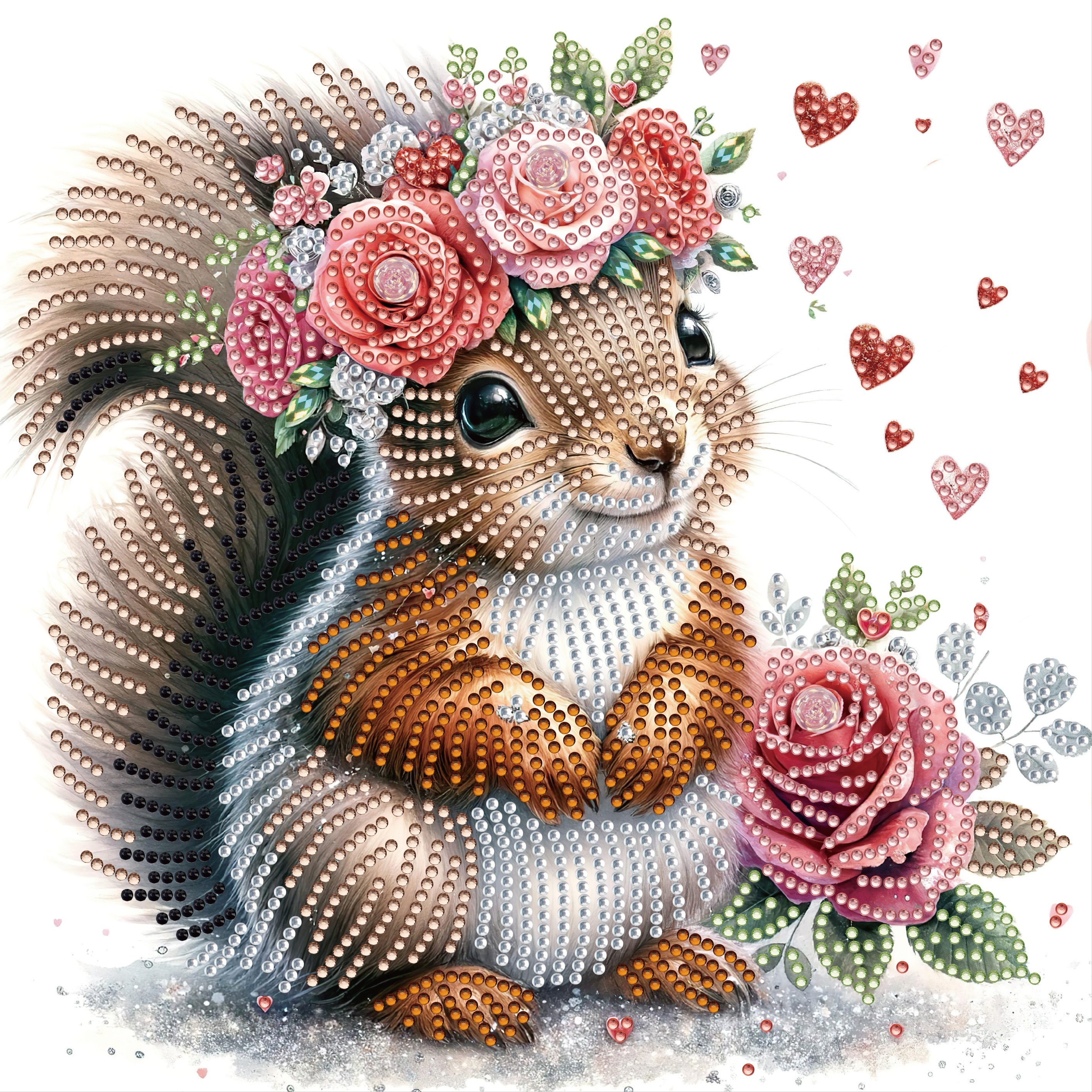 

1pc, Flower Squirrel Pattern Diamond Art Painting, Full Diamond Art, Decorative Wall Art Hanging Painting Home Decoration Valentine's Day Gifts, Decorative Craft Wall Art For Home Wall Decor Gifts