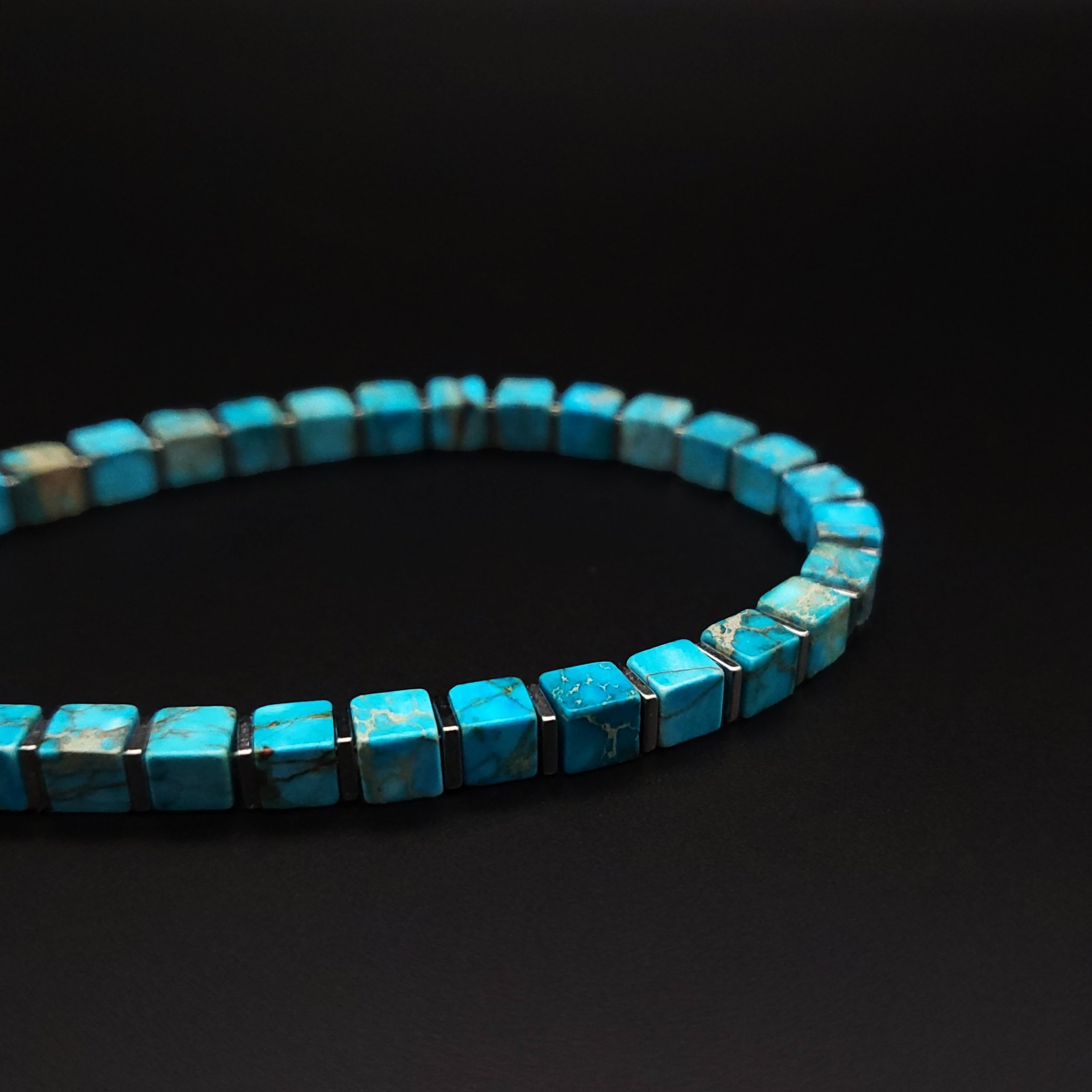 Vintage Style Natural Turquoise Beaded Bracelet for Men
